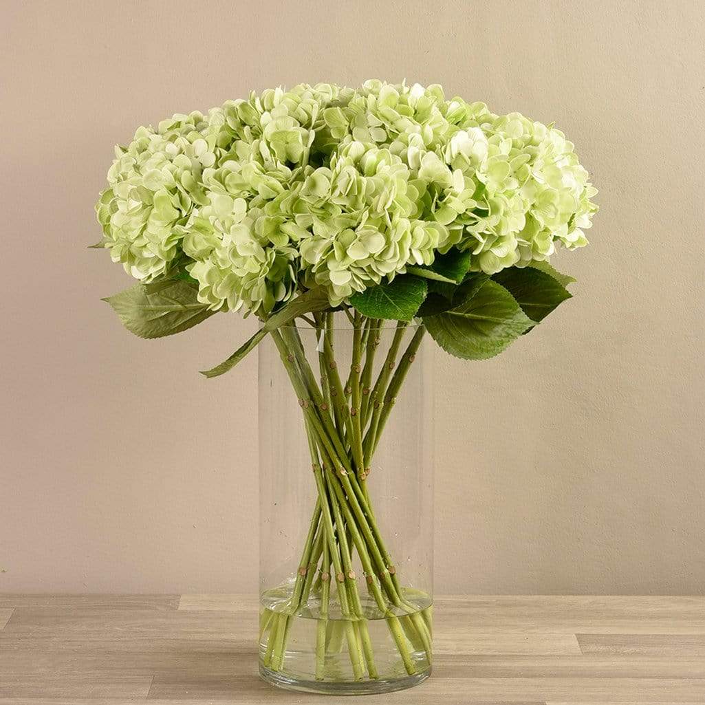 Artificial Hydrangea Arrangement in Glass Vase - Image 5