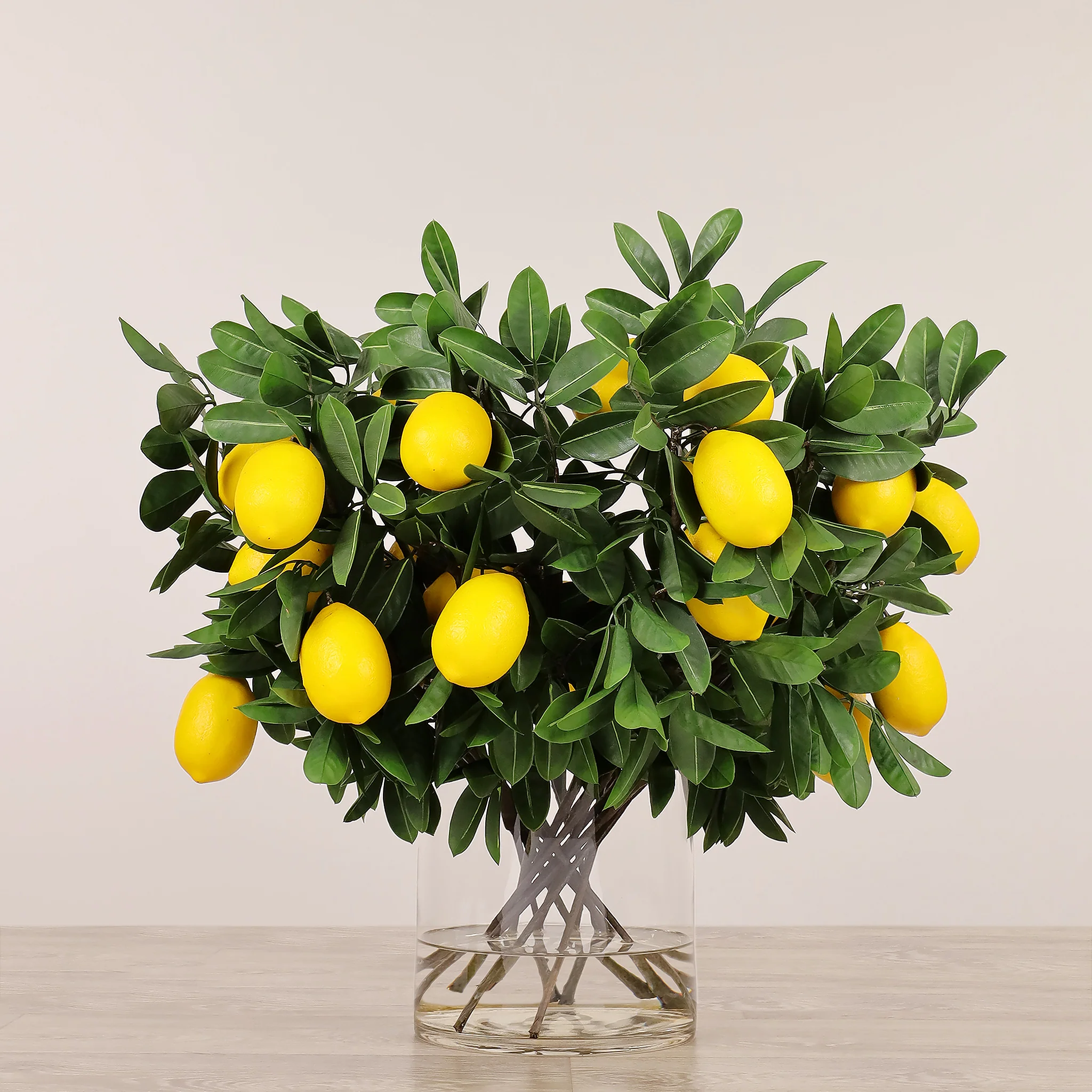 Artificial Lemon Teardrop Arrangement in Glass Vase - Image 2