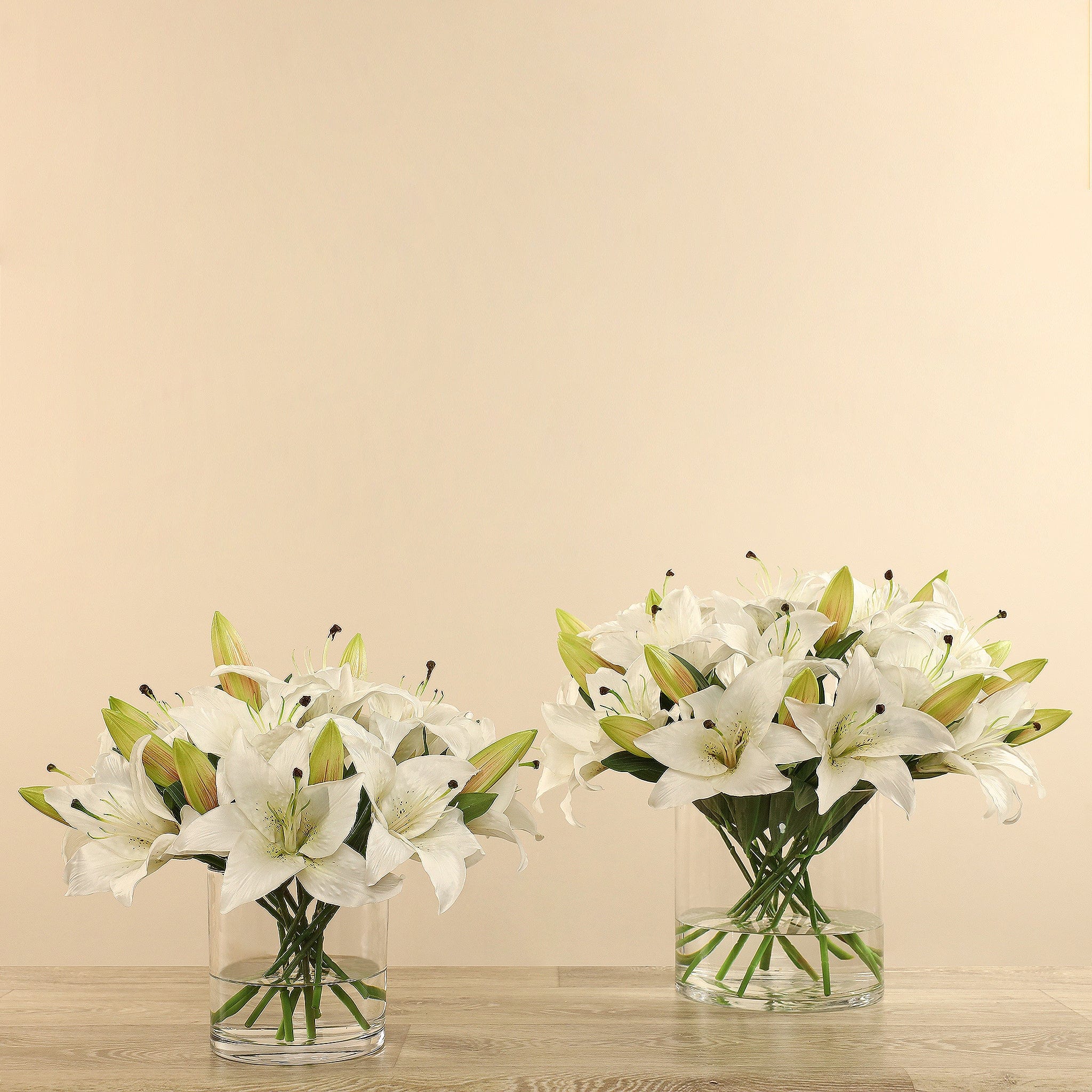 Artificial Lily in Glass Vase