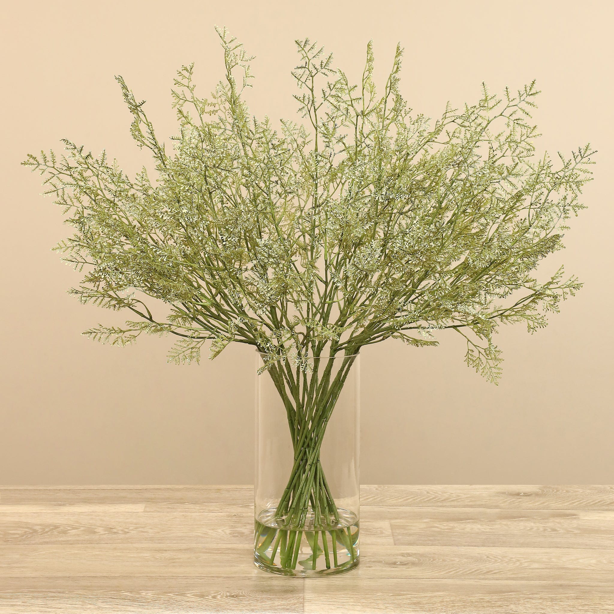 Artificial Limonium Spray in Glass Vase