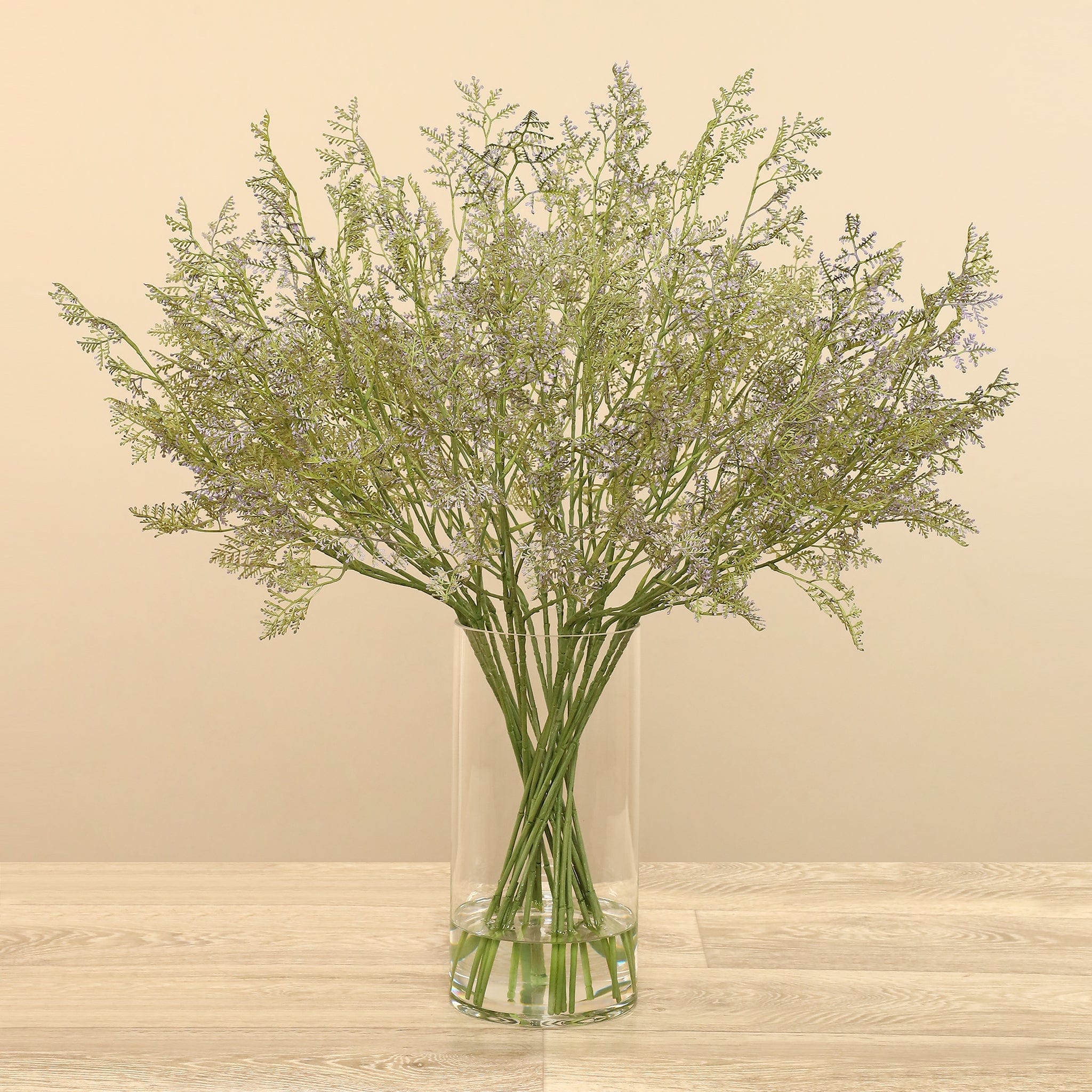 Artificial Limonium Spray in Glass Vase - Image 3