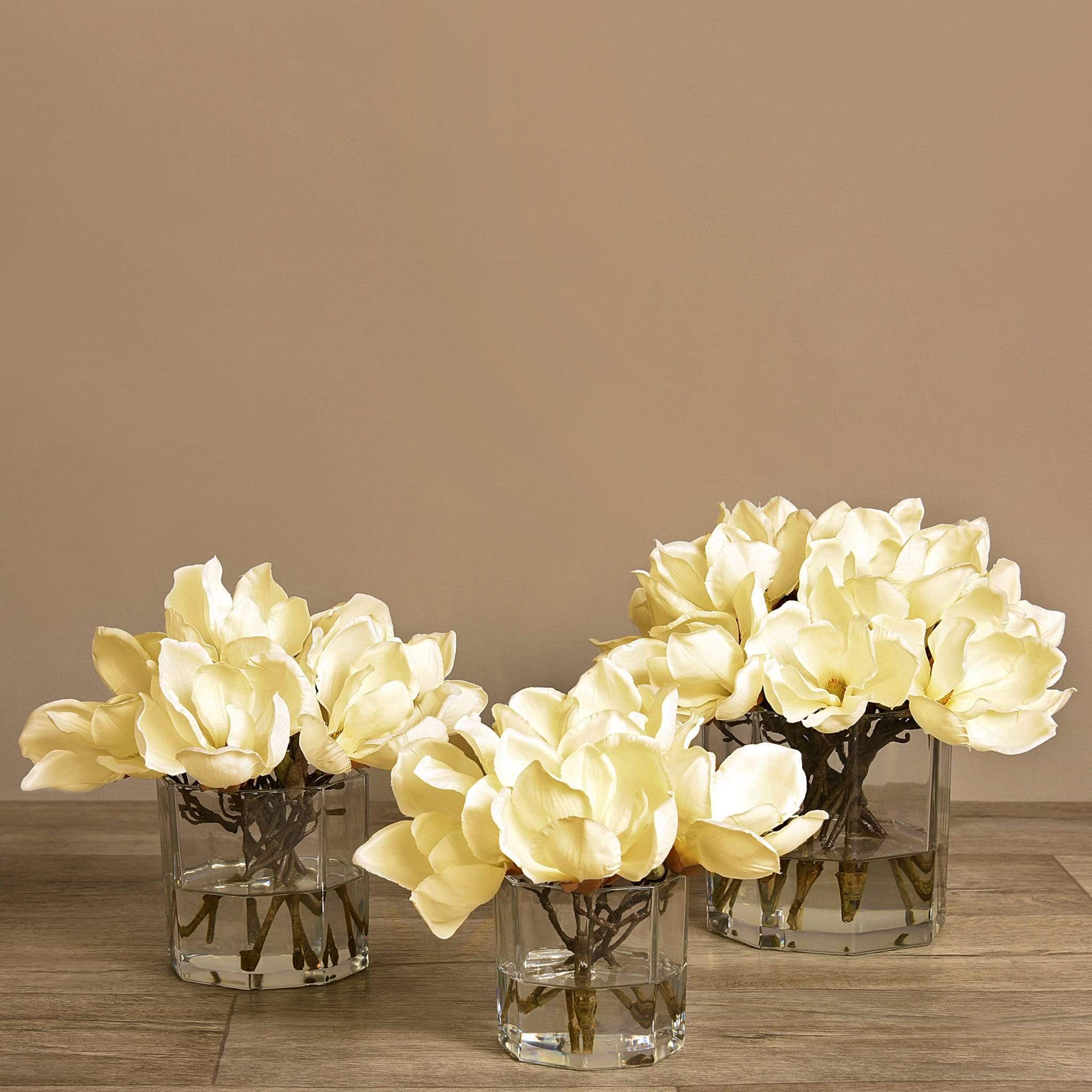 Artificial Magnolia in Glass Vase - Image 3