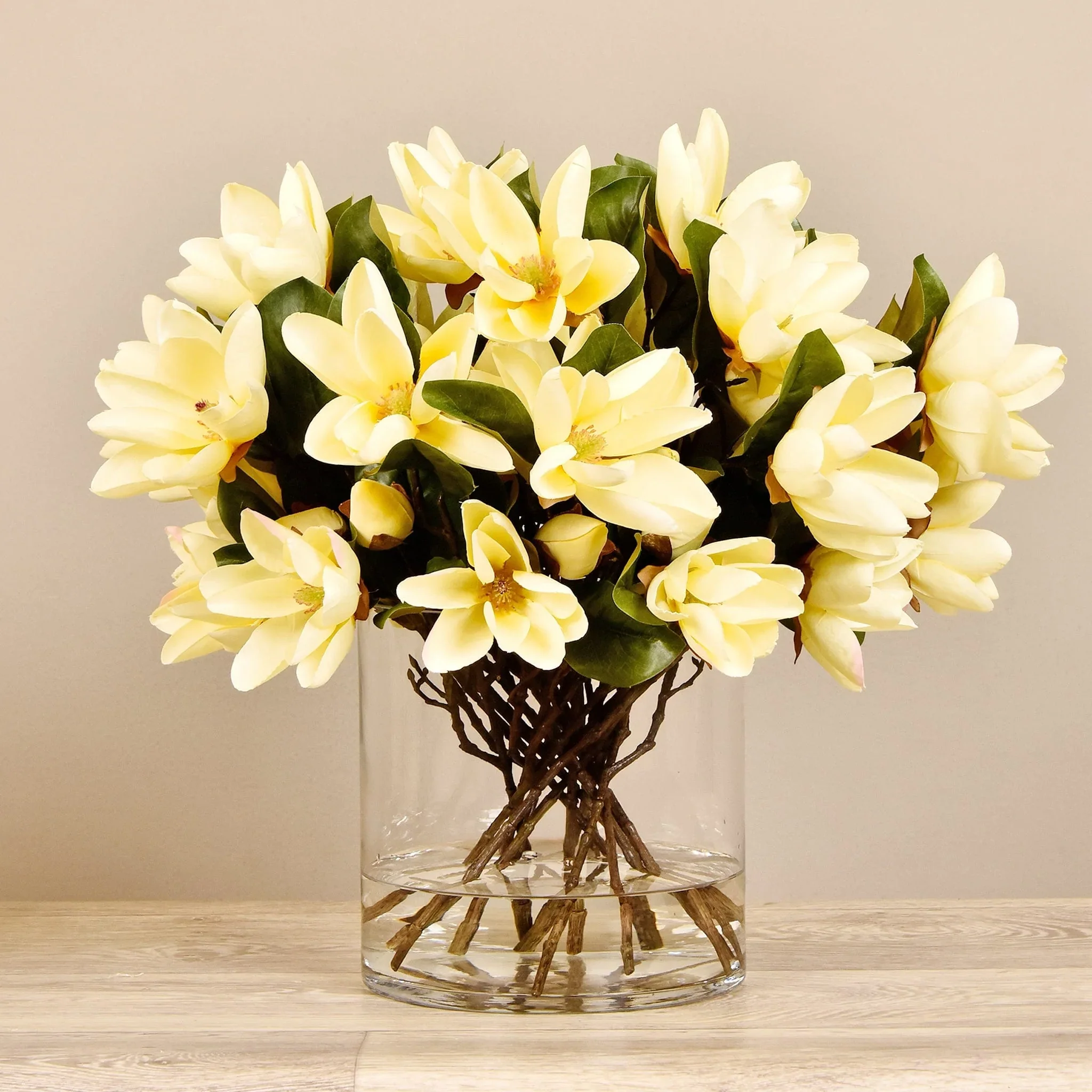 Artificial Magnolia in Glass Vase - Image 11