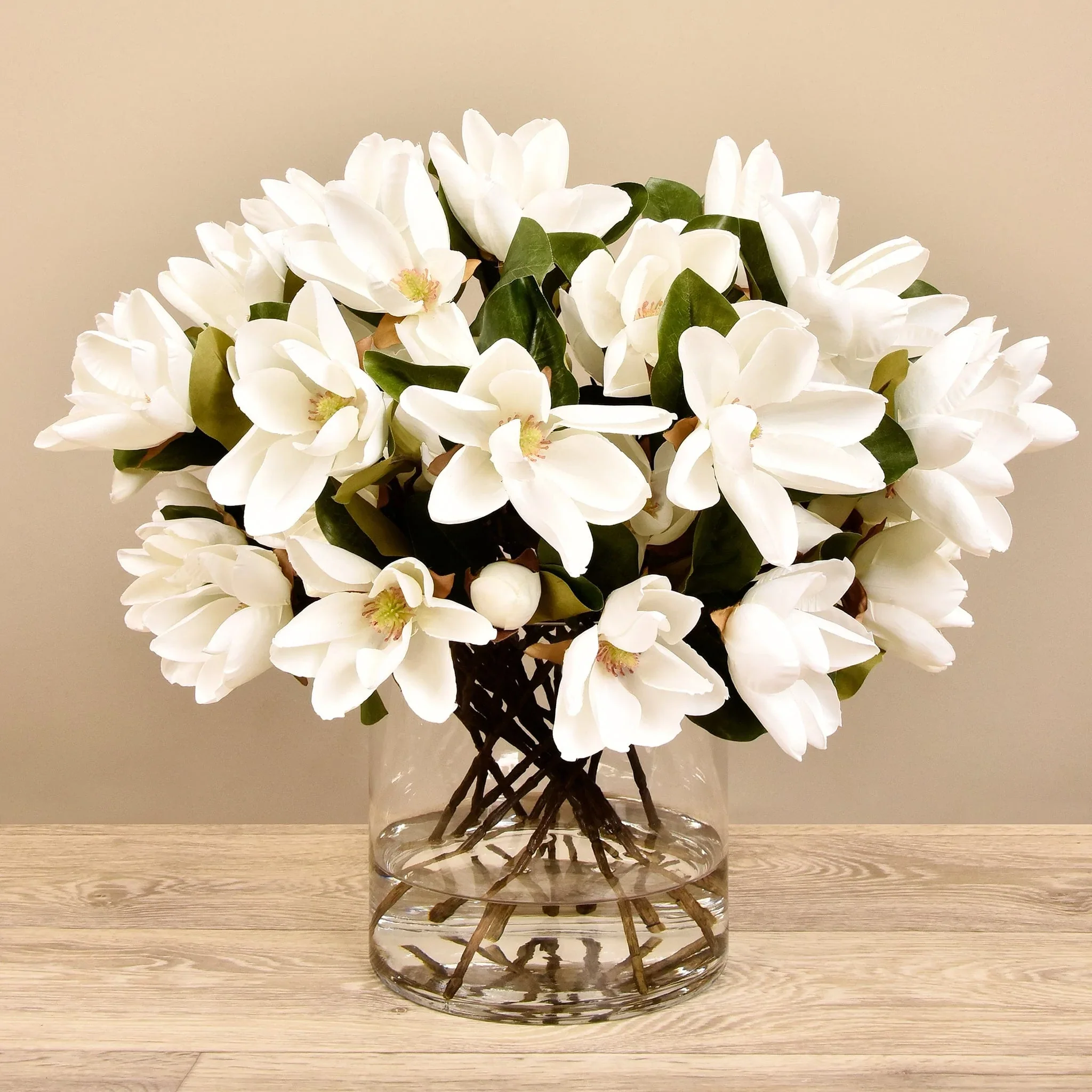 Artificial Magnolia in Glass Vase - Image 2
