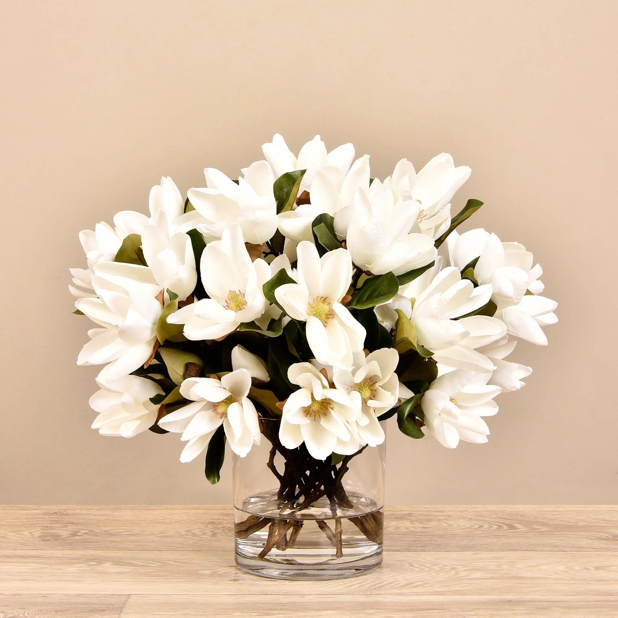 Artificial Magnolia in Glass Vase - Image 3