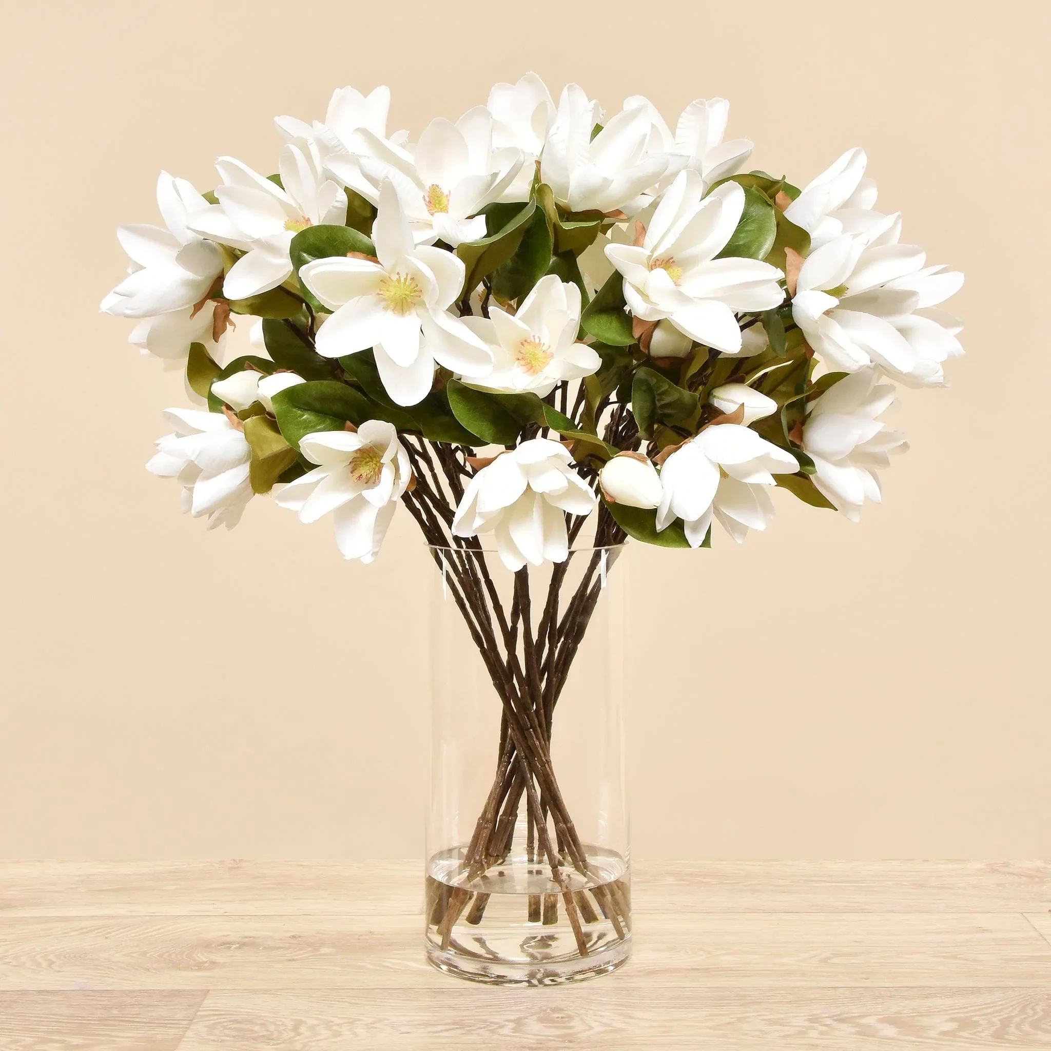 Artificial Magnolia in Glass Vase