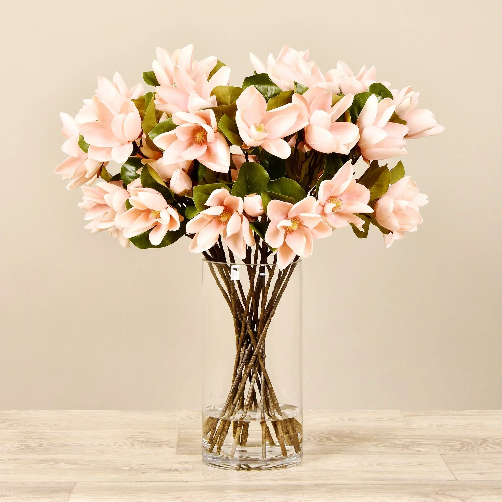 Artificial Magnolia in Glass Vase - Image 2