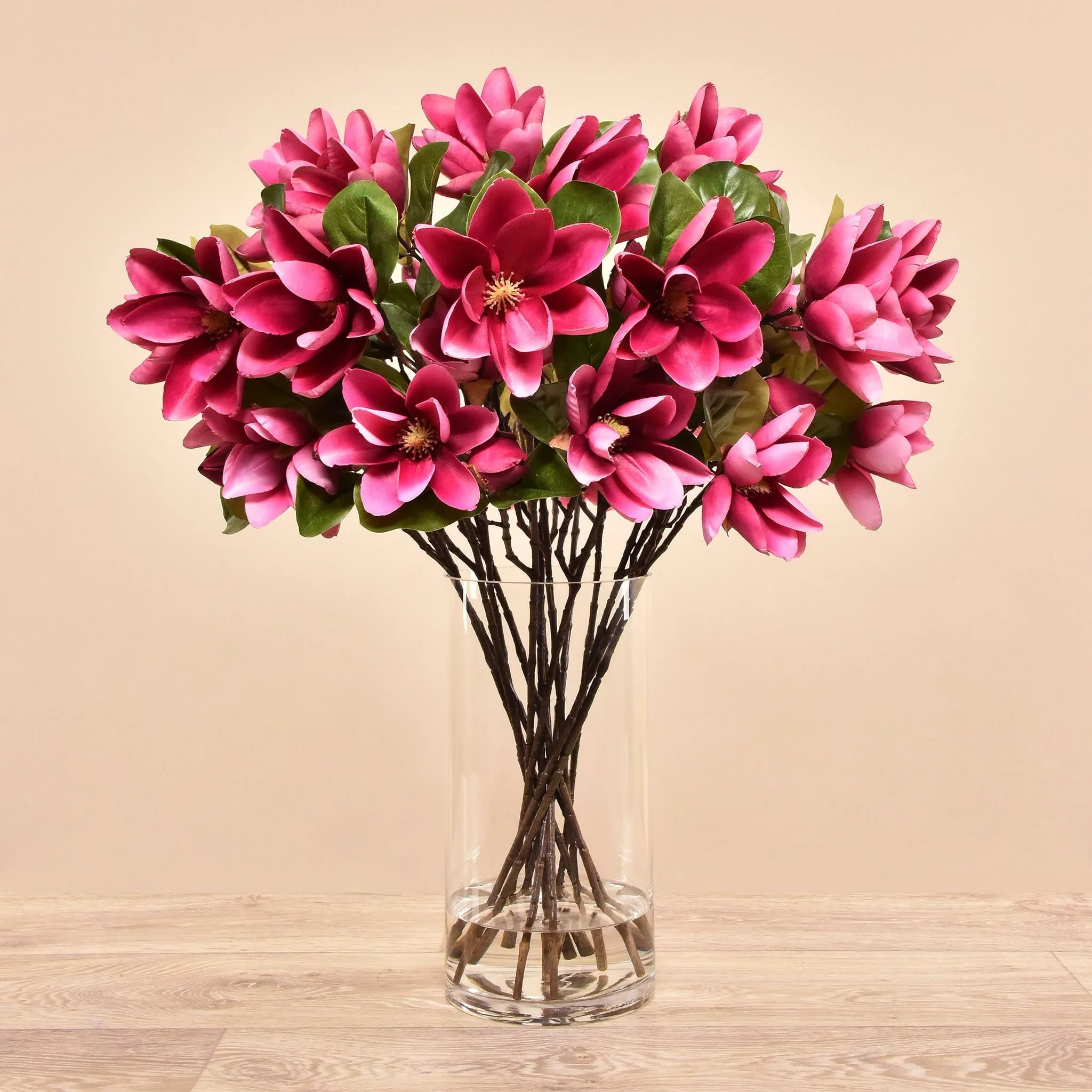 Artificial Magnolia in Glass Vase - Image 3
