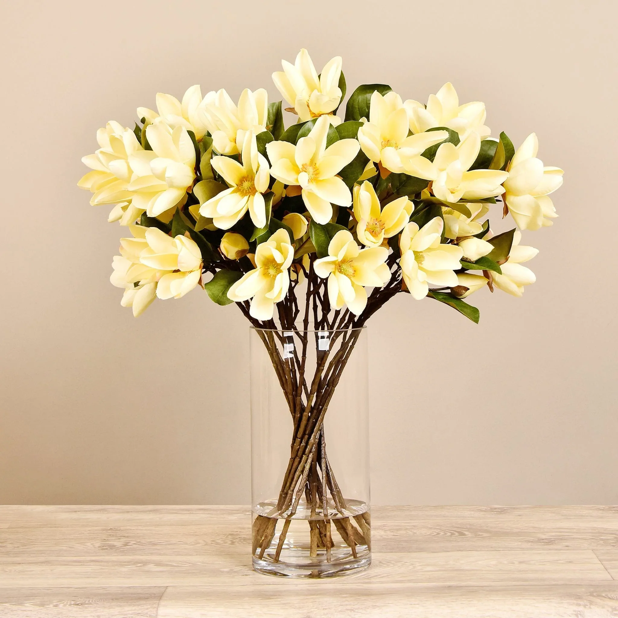 Artificial Magnolia in Glass Vase - Image 4
