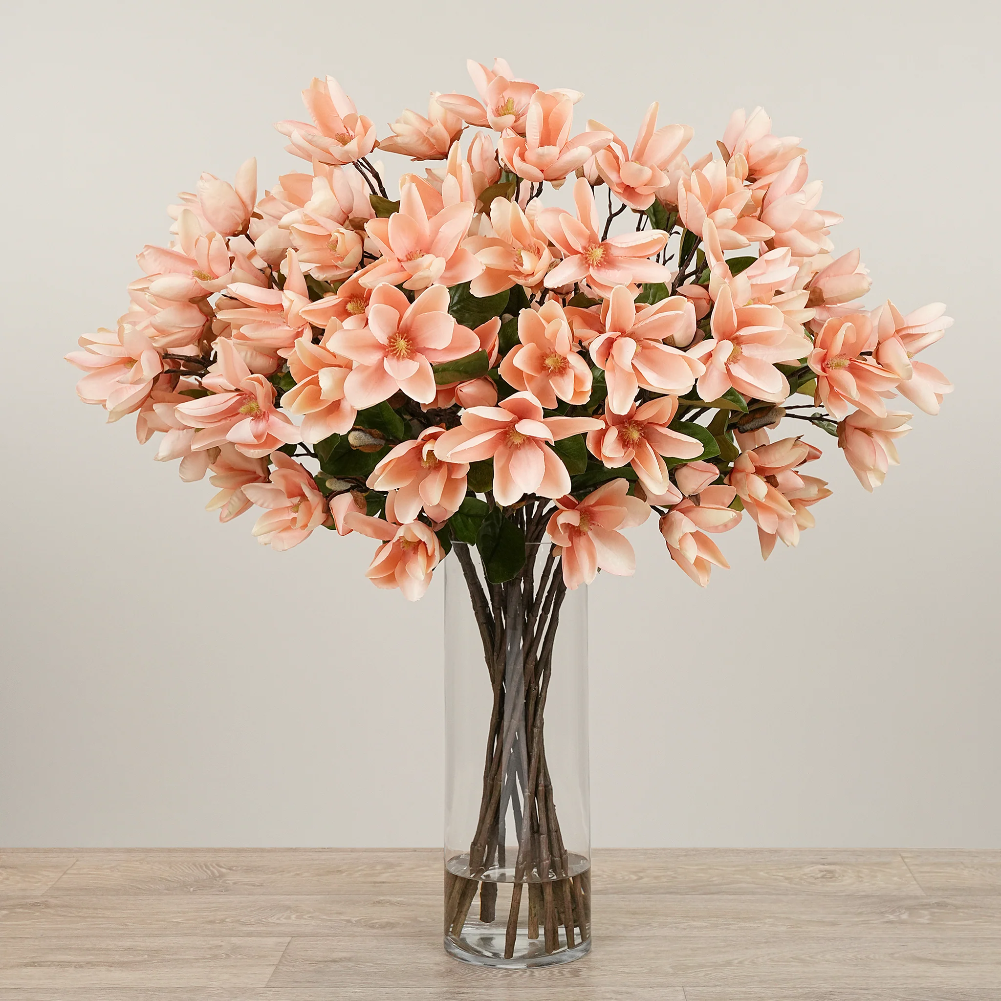 Artificial Magnolia in Glass Vase - Image 2
