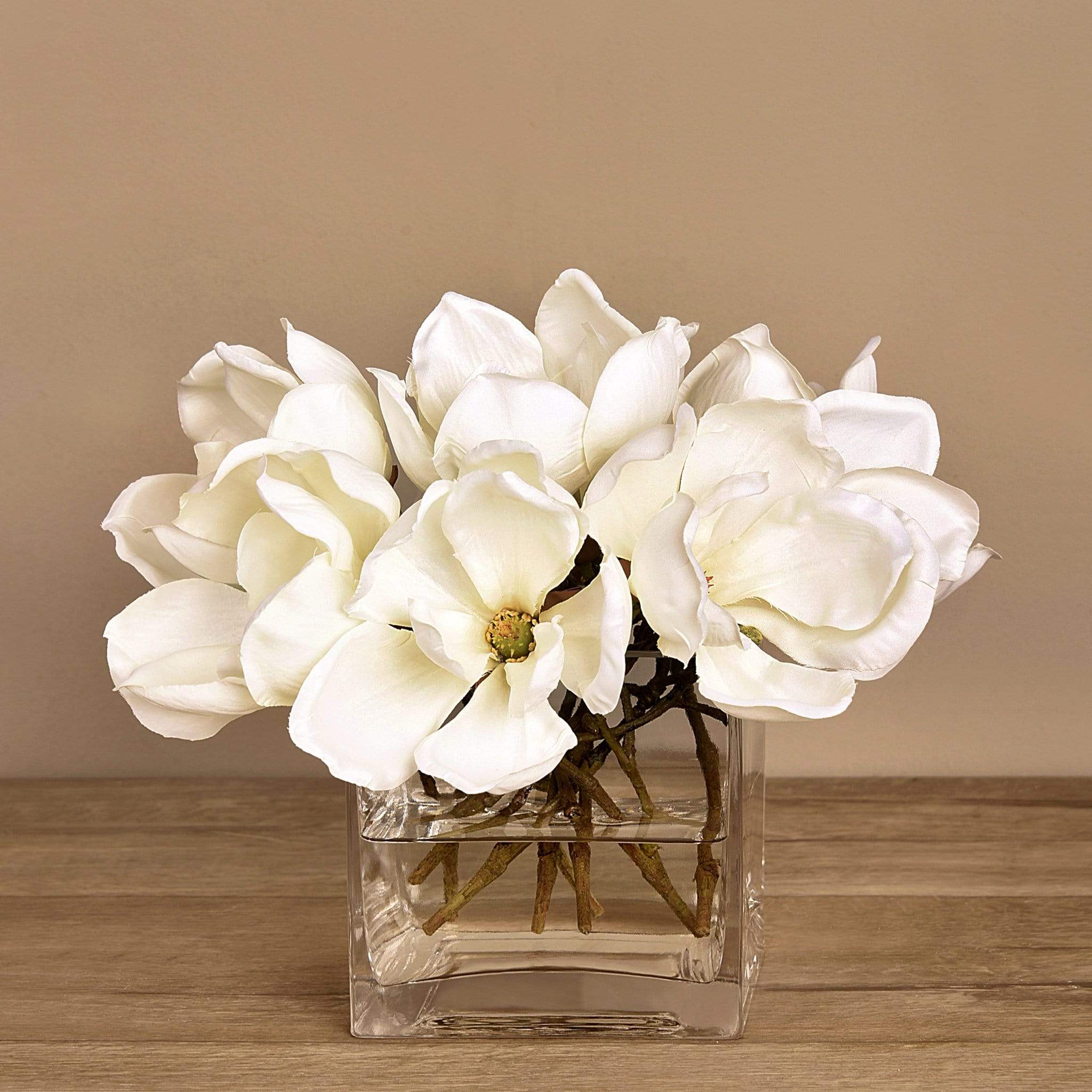 Artificial Magnolia in Glass Vase - Image 3