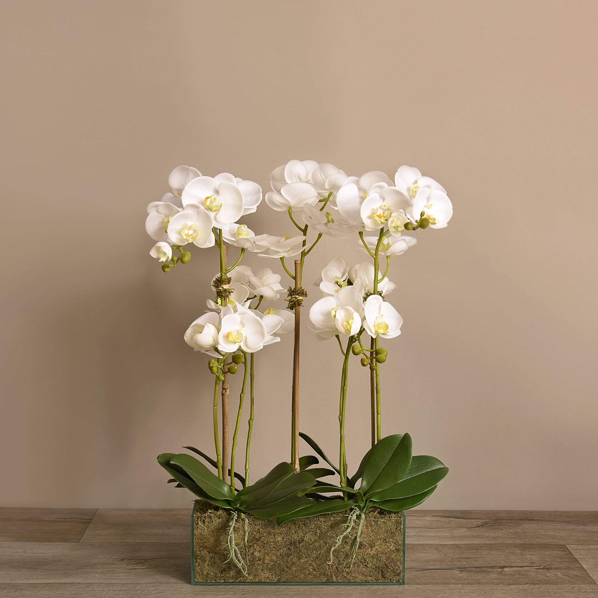 Artificial Orchid Arrangement in Glass Vase - Image 3