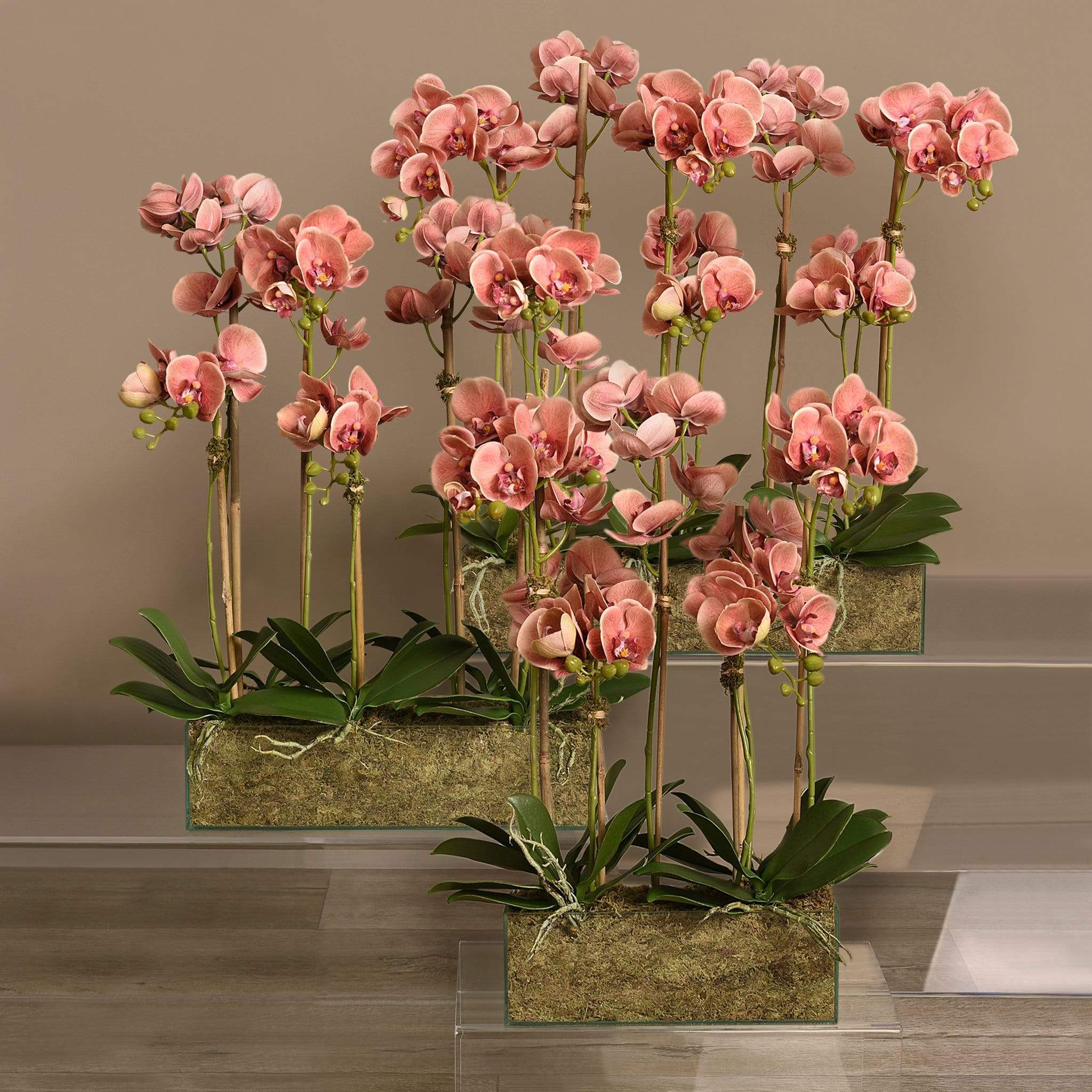 Artificial Orchid Arrangement in Glass Vase - Image 8