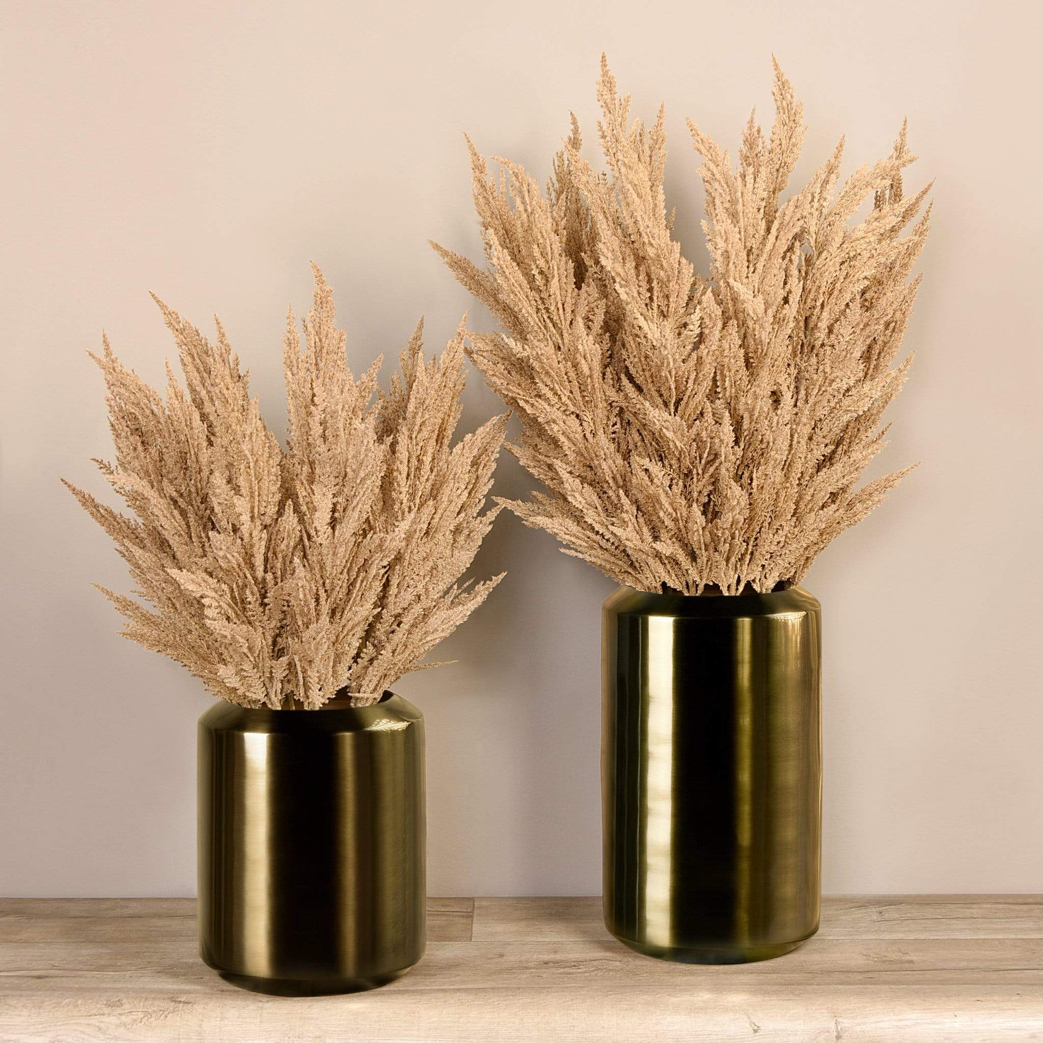 Artificial Pampas Arrangement in Bronze Metal Vase - Image 4