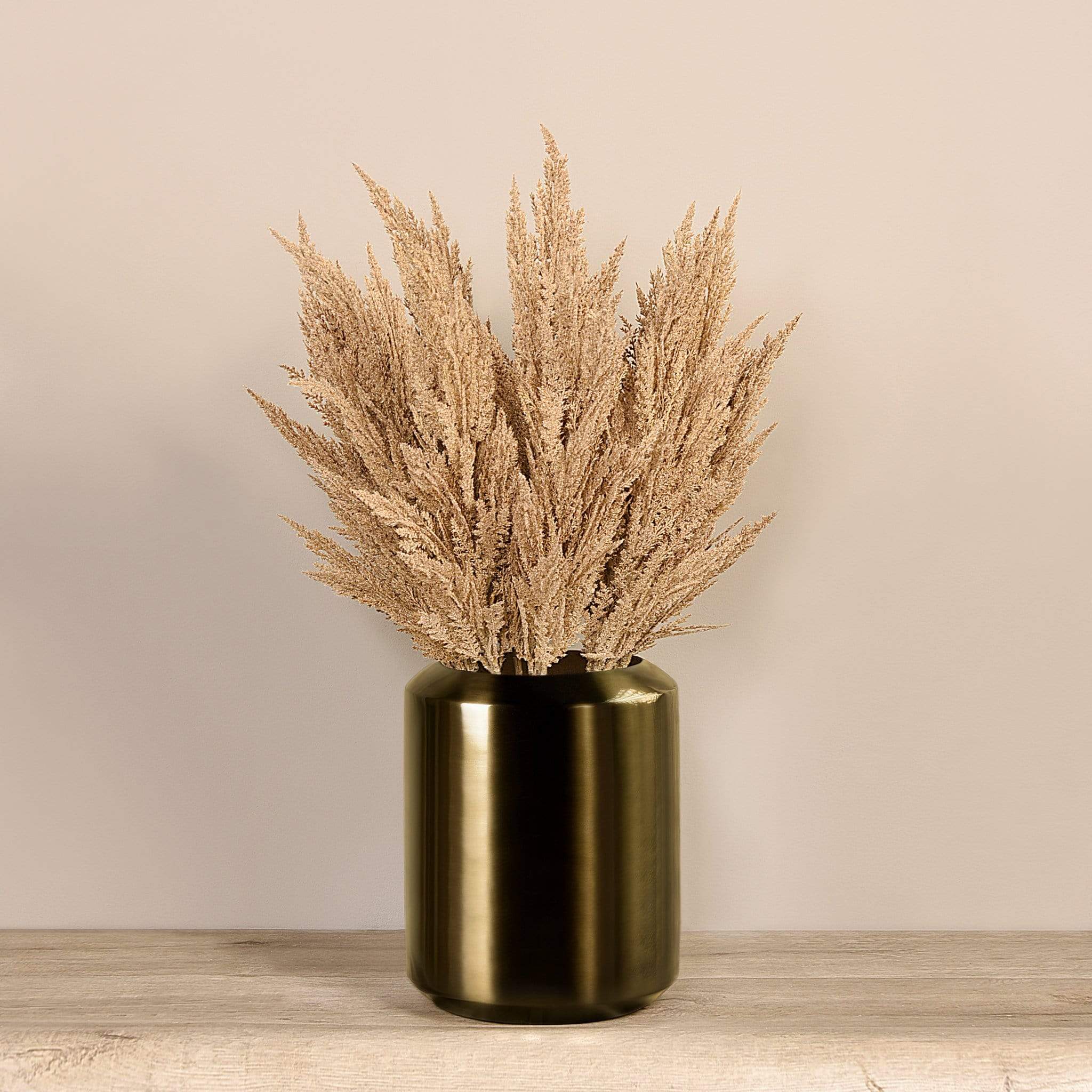 Artificial Pampas Arrangement in Bronze Metal Vase - Image 5
