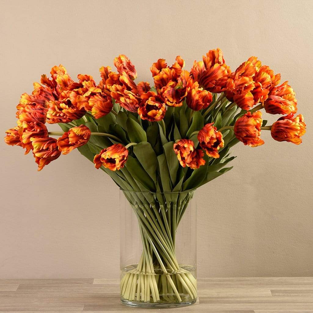 Artificial Parrot Tulips in Glass Vase - Image 3
