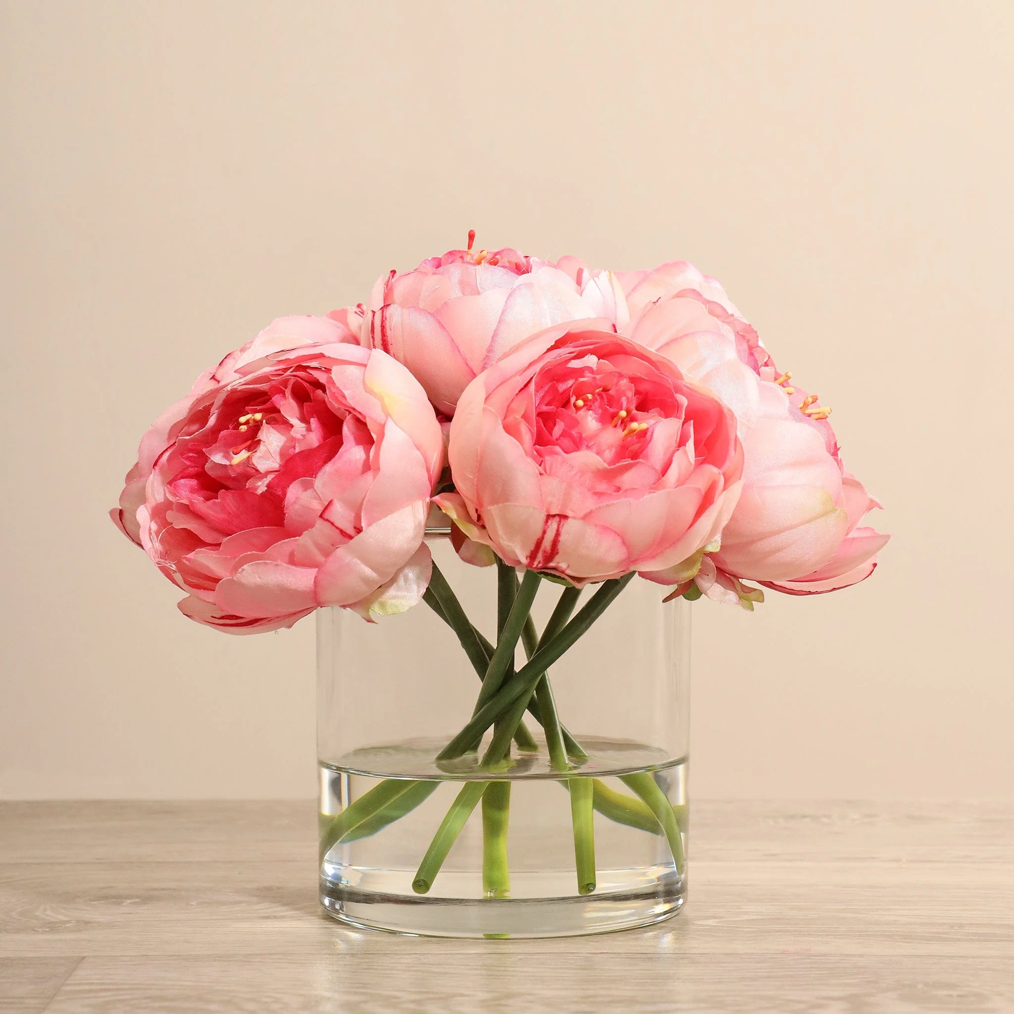 Artificial Peony Arrangement in Glass Vase - Image 10