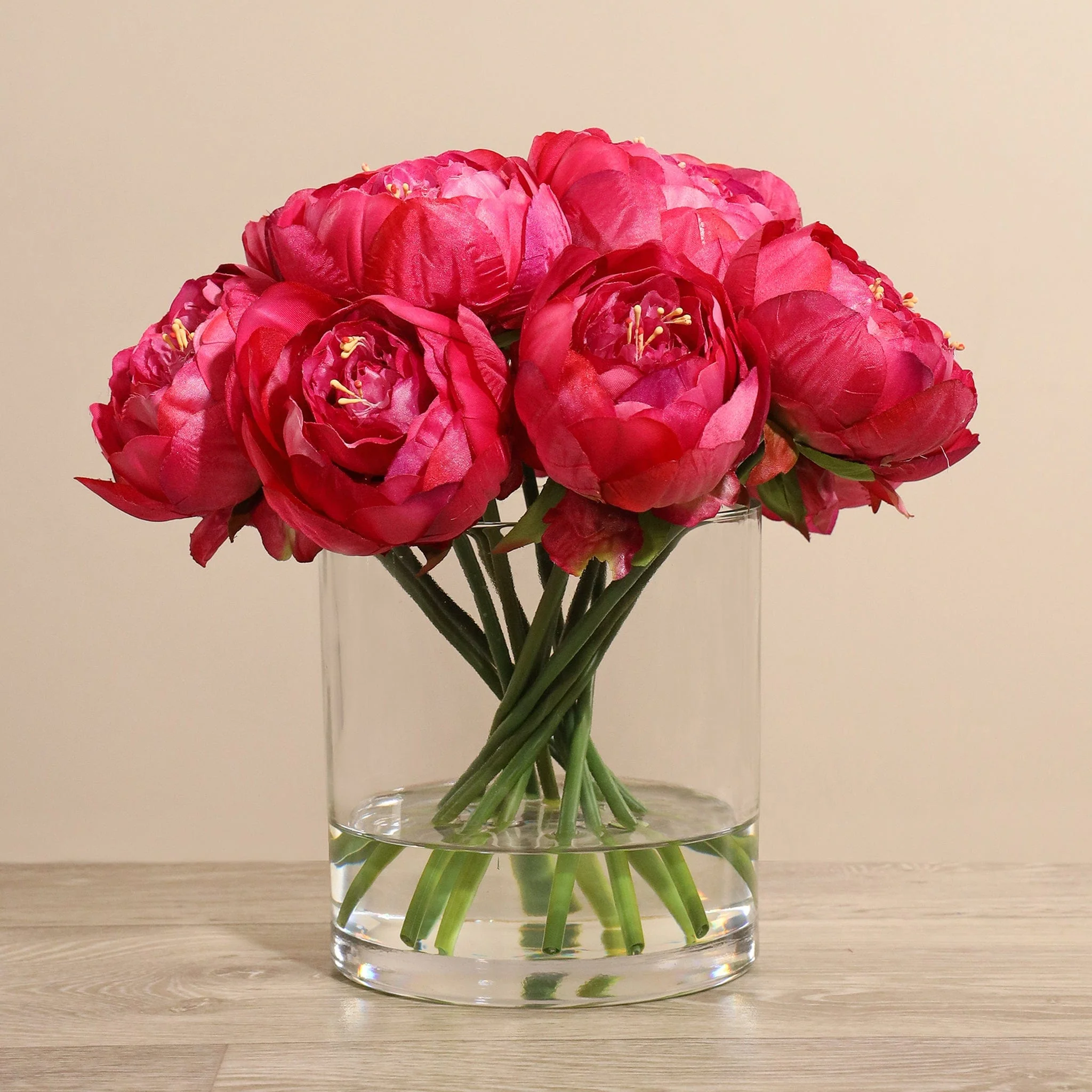 Artificial Peony Arrangement in Glass Vase - Image 20