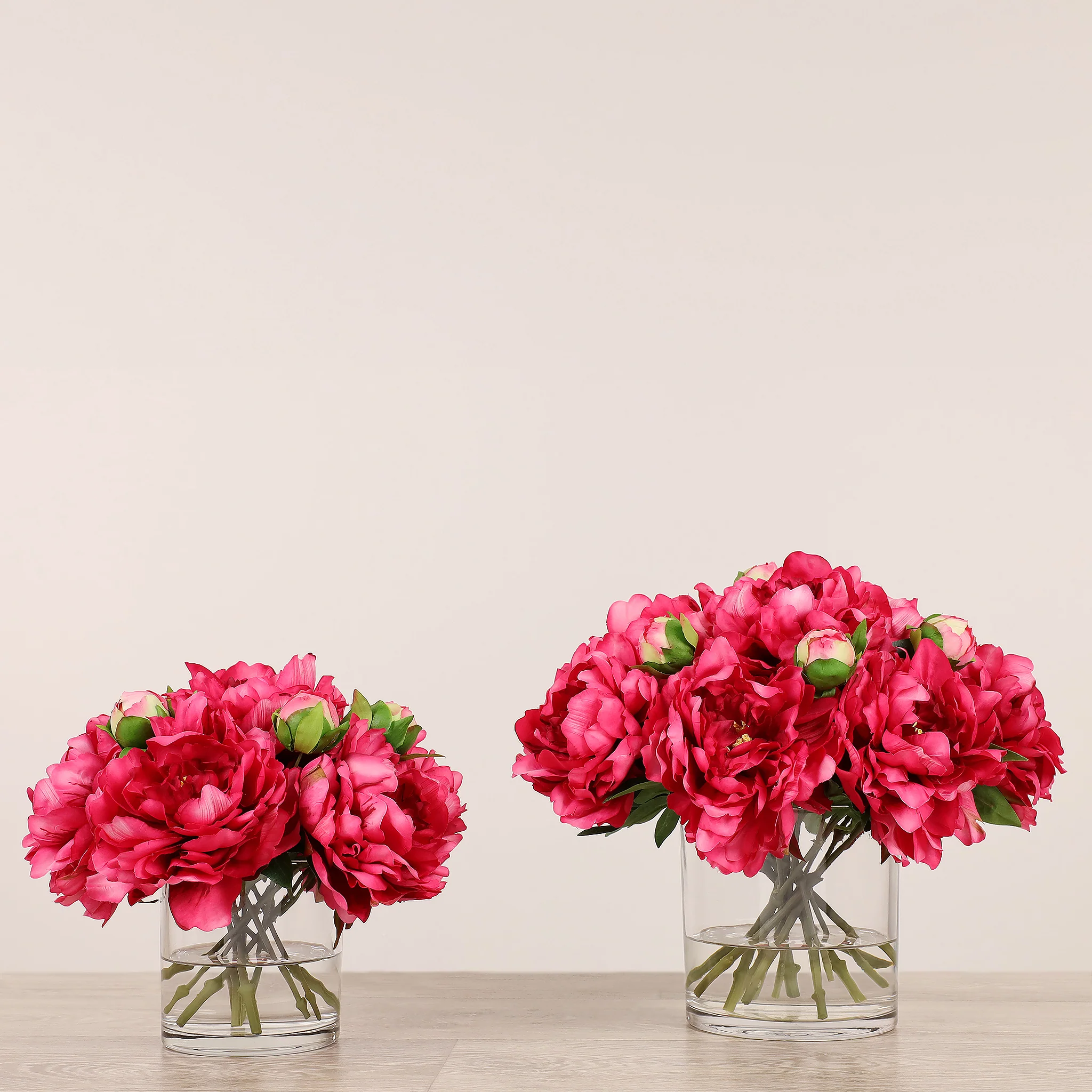 Artificial Peony Arrangement in Glass Vase - Image 10