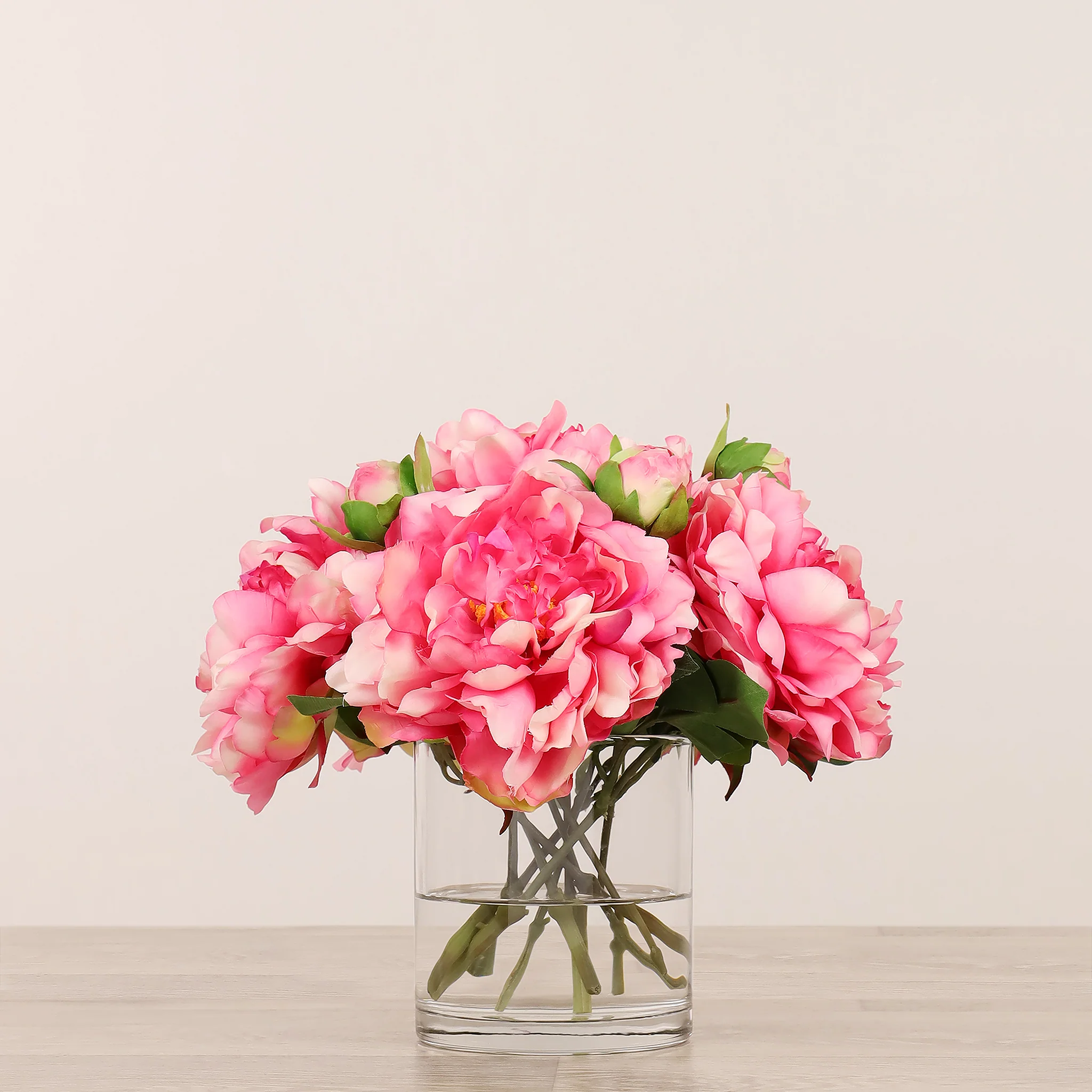 Artificial Peony Arrangement in Glass Vase - Image 8