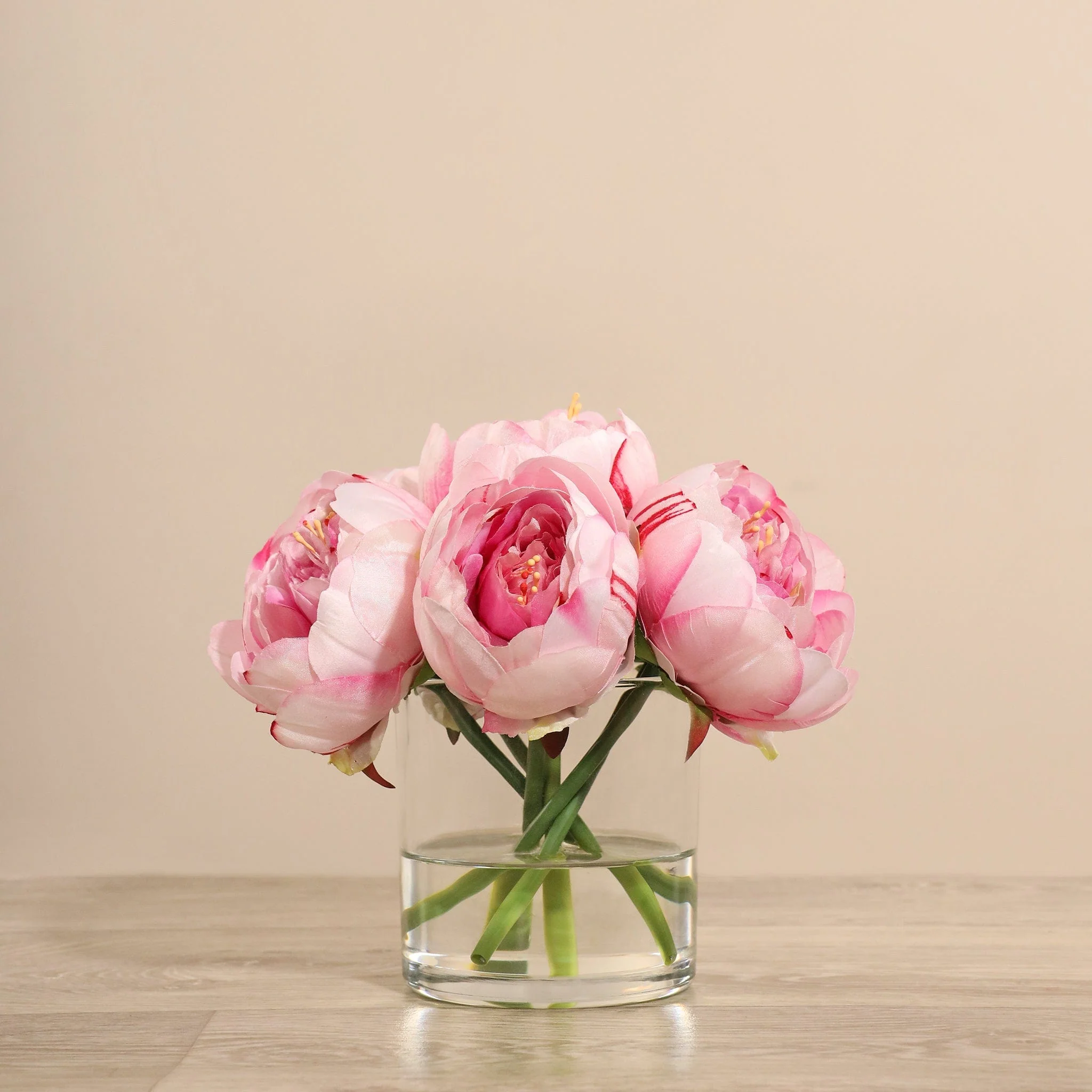 Artificial Peony Arrangement in Glass Vase - Image 5
