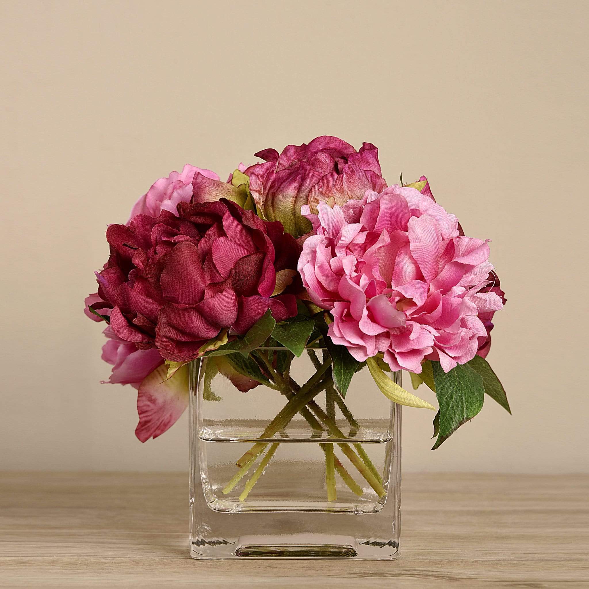 Artificial Peony Arrangement in Glass Vase - Image 10