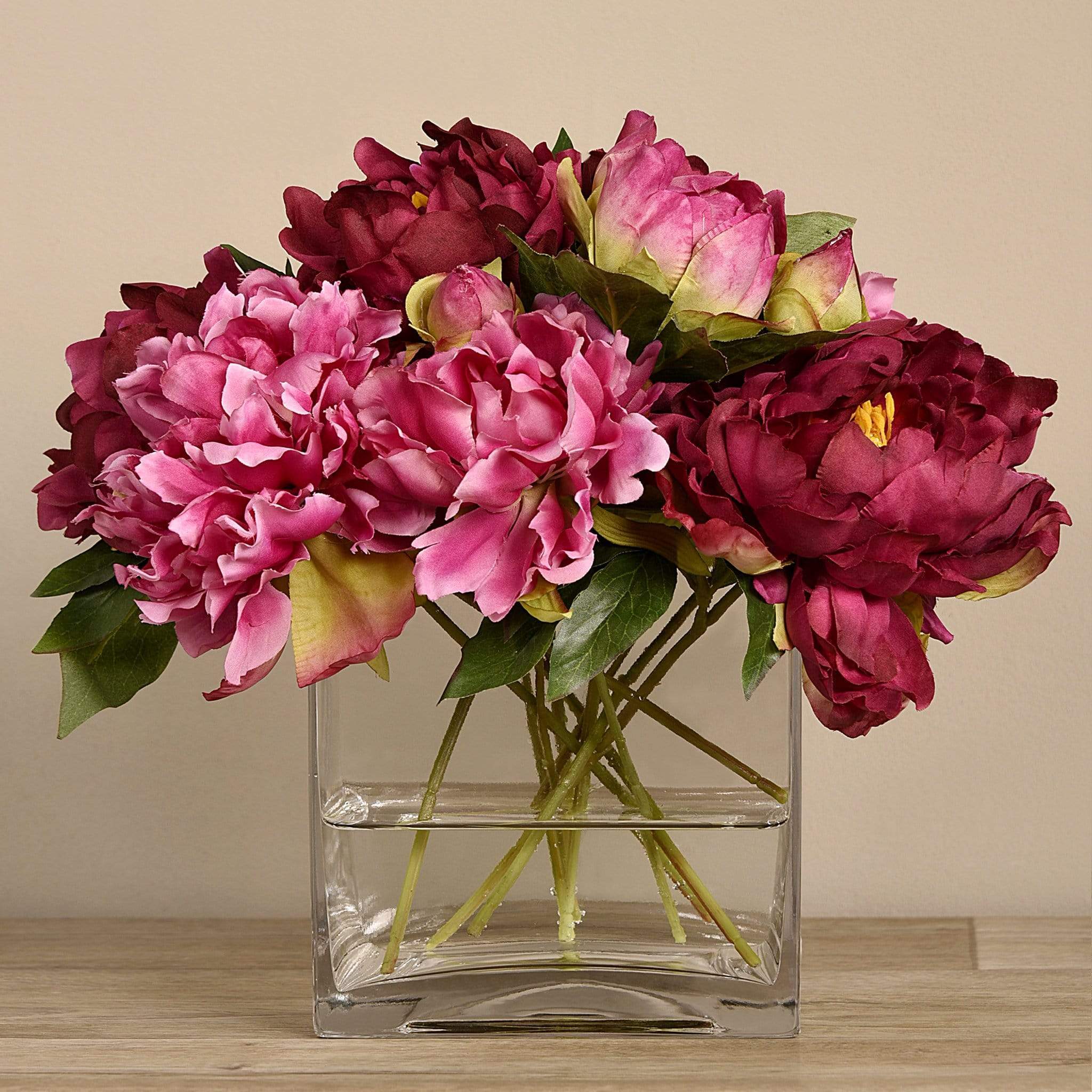 Artificial Peony Arrangement in Glass Vase - Image 12