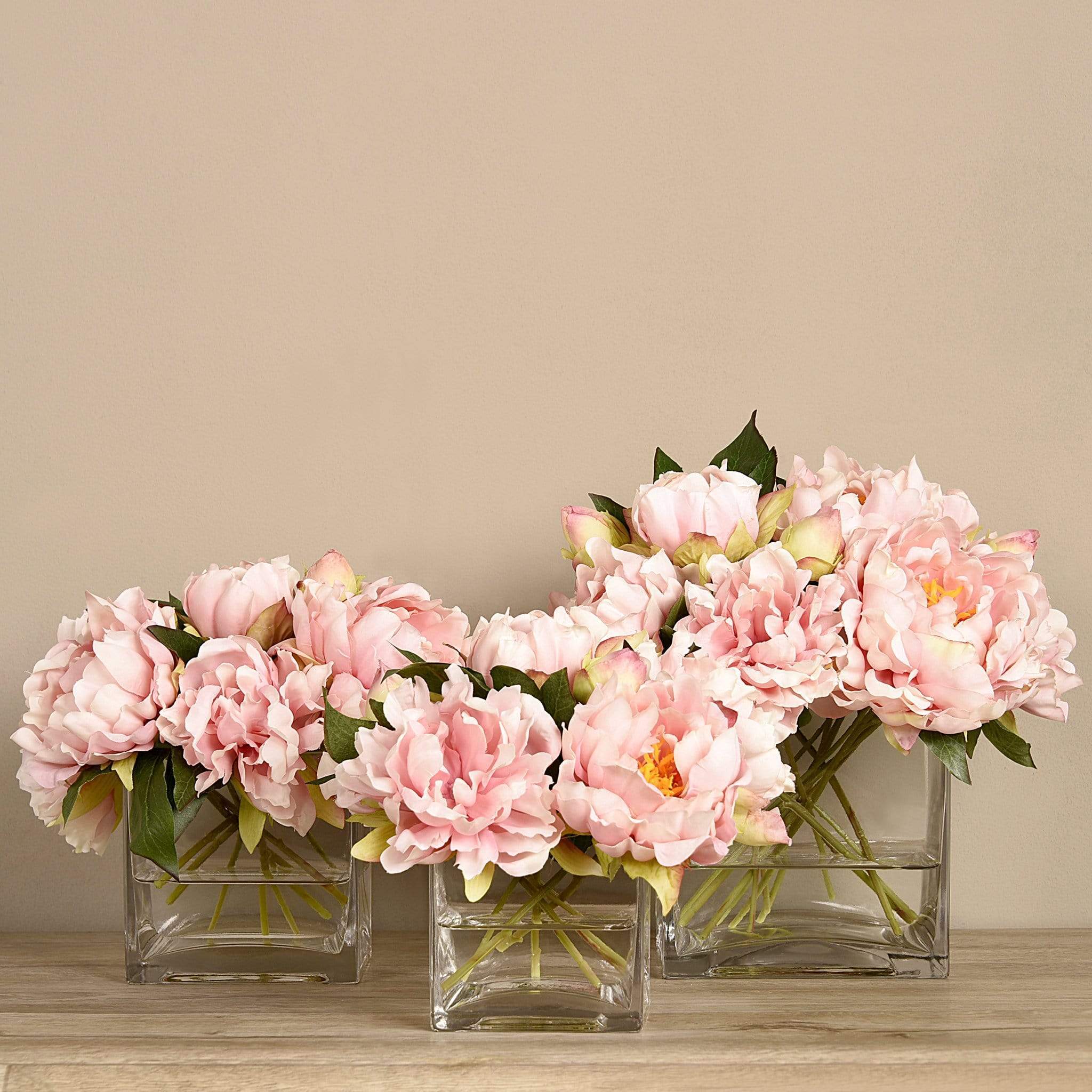 Artificial Peony Arrangement in Glass Vase - Image 5