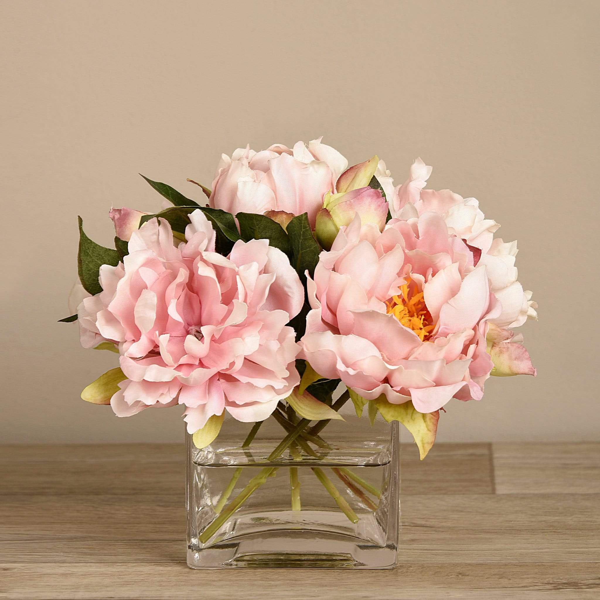 Artificial Peony Arrangement in Glass Vase - Image 6