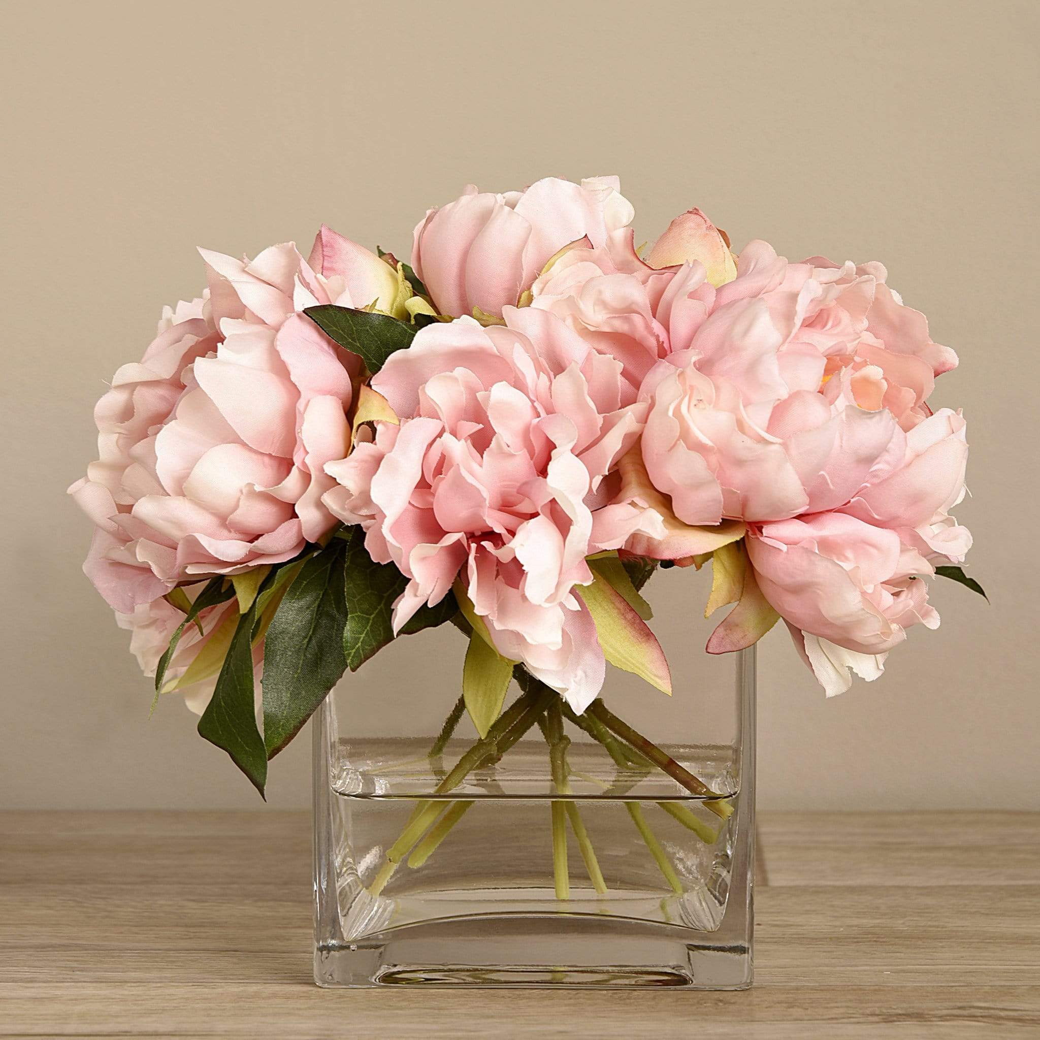 Artificial Peony Arrangement in Glass Vase - Image 7