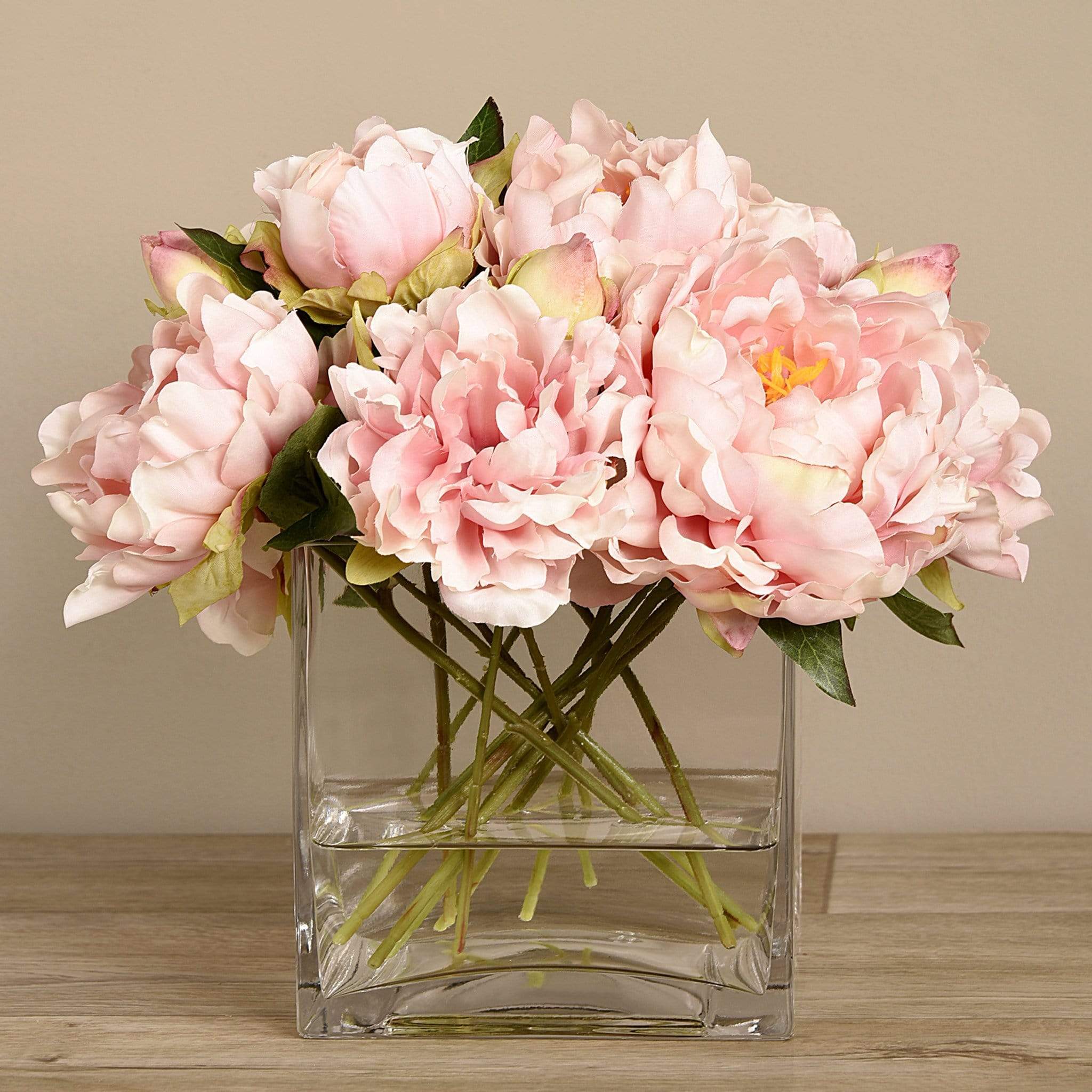 Artificial Peony Arrangement in Glass Vase - Image 8