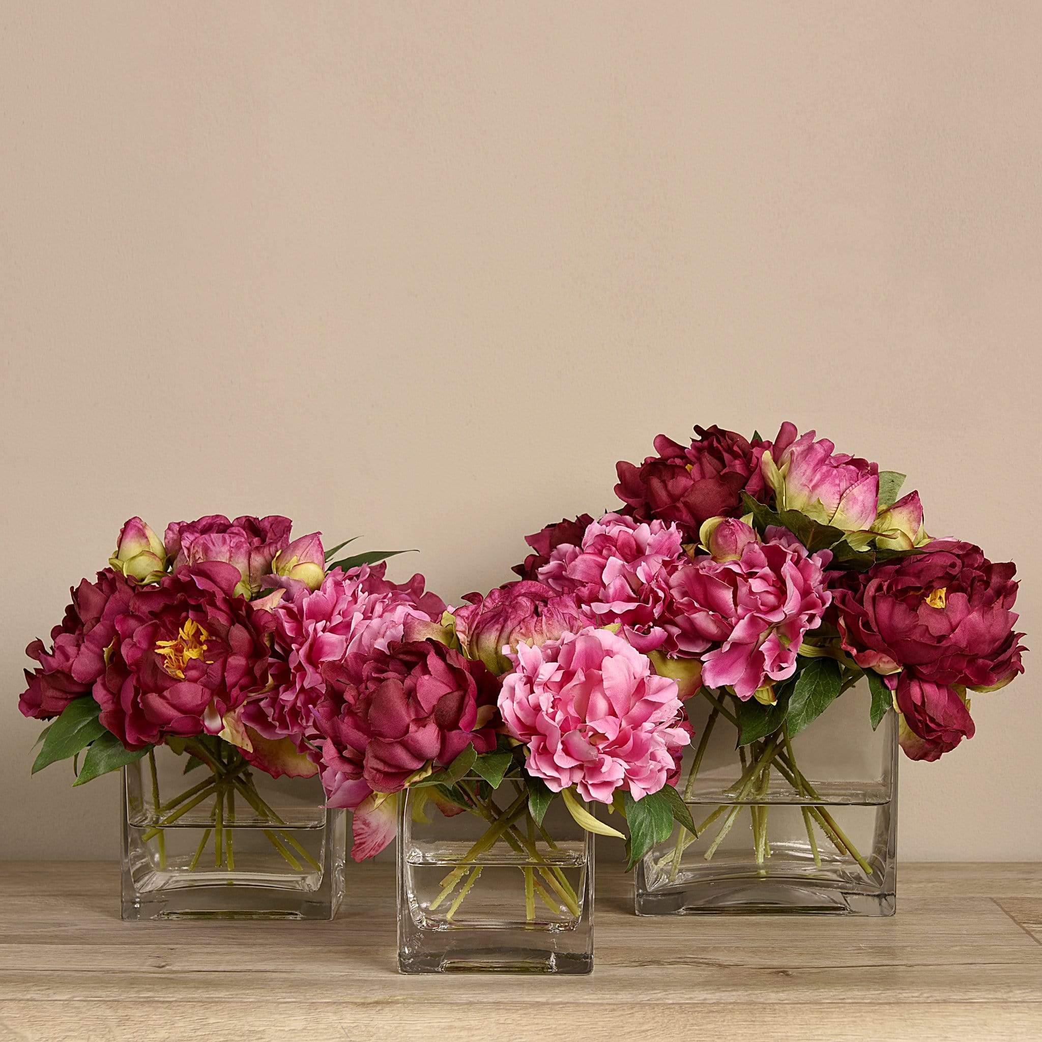 Artificial Peony Arrangement in Glass Vase - Image 9