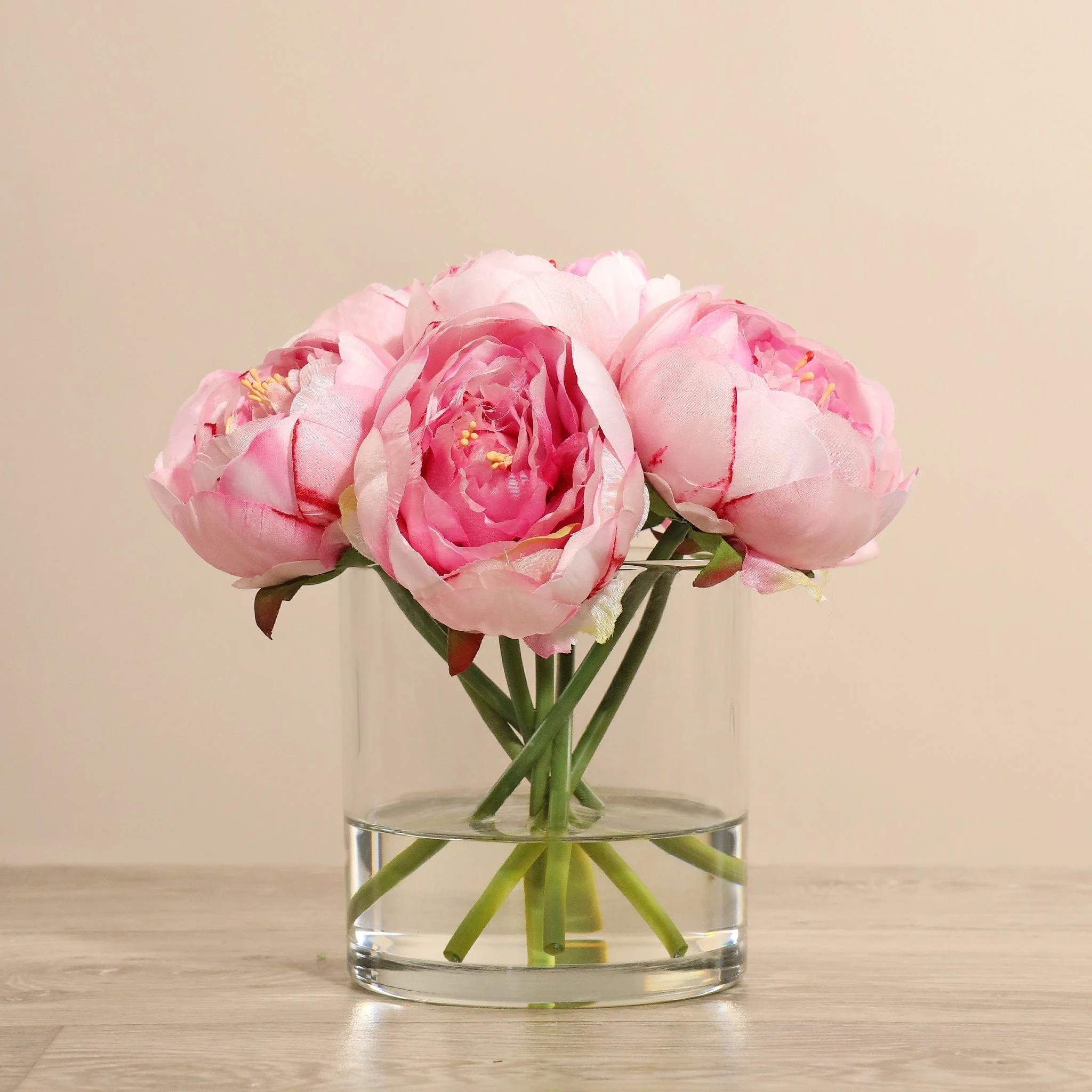 Artificial Peony Arrangement in Glass Vase - Image 6