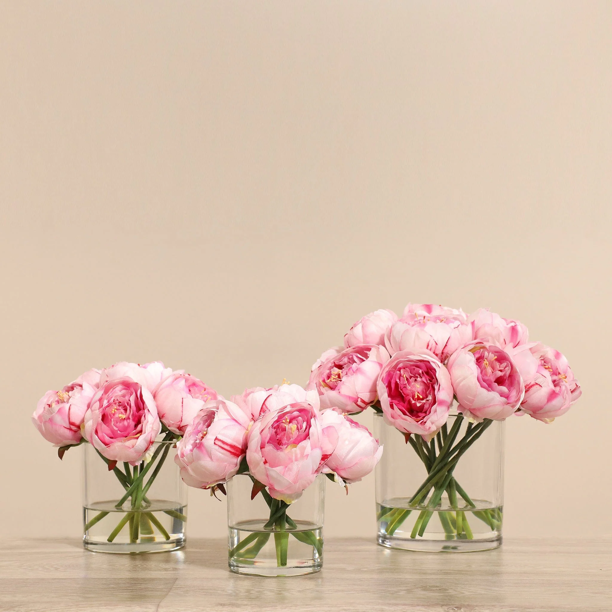 Artificial Peony Arrangement in Glass Vase - Image 8