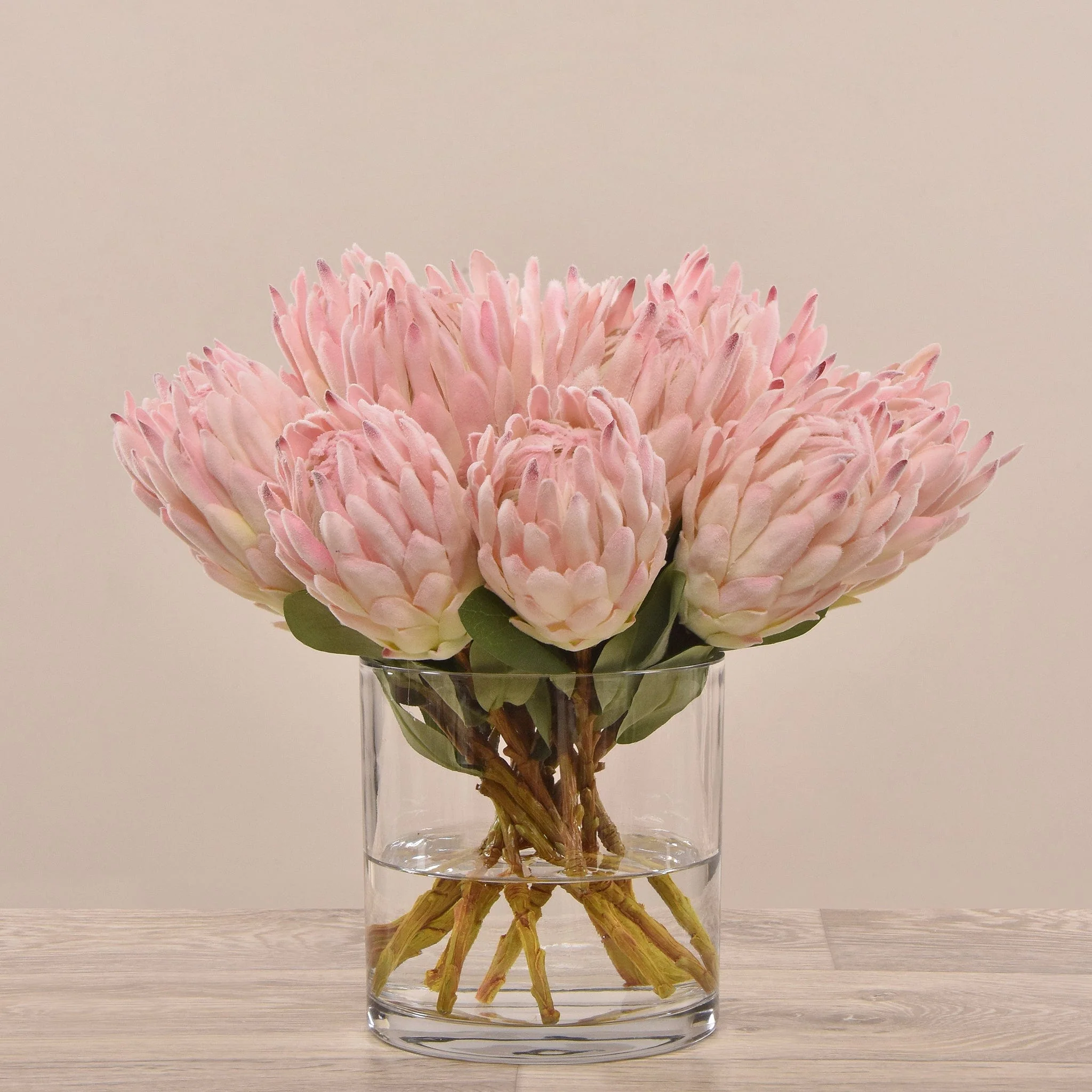 Artificial Protea Arrangement in Glass Vase - Image 11
