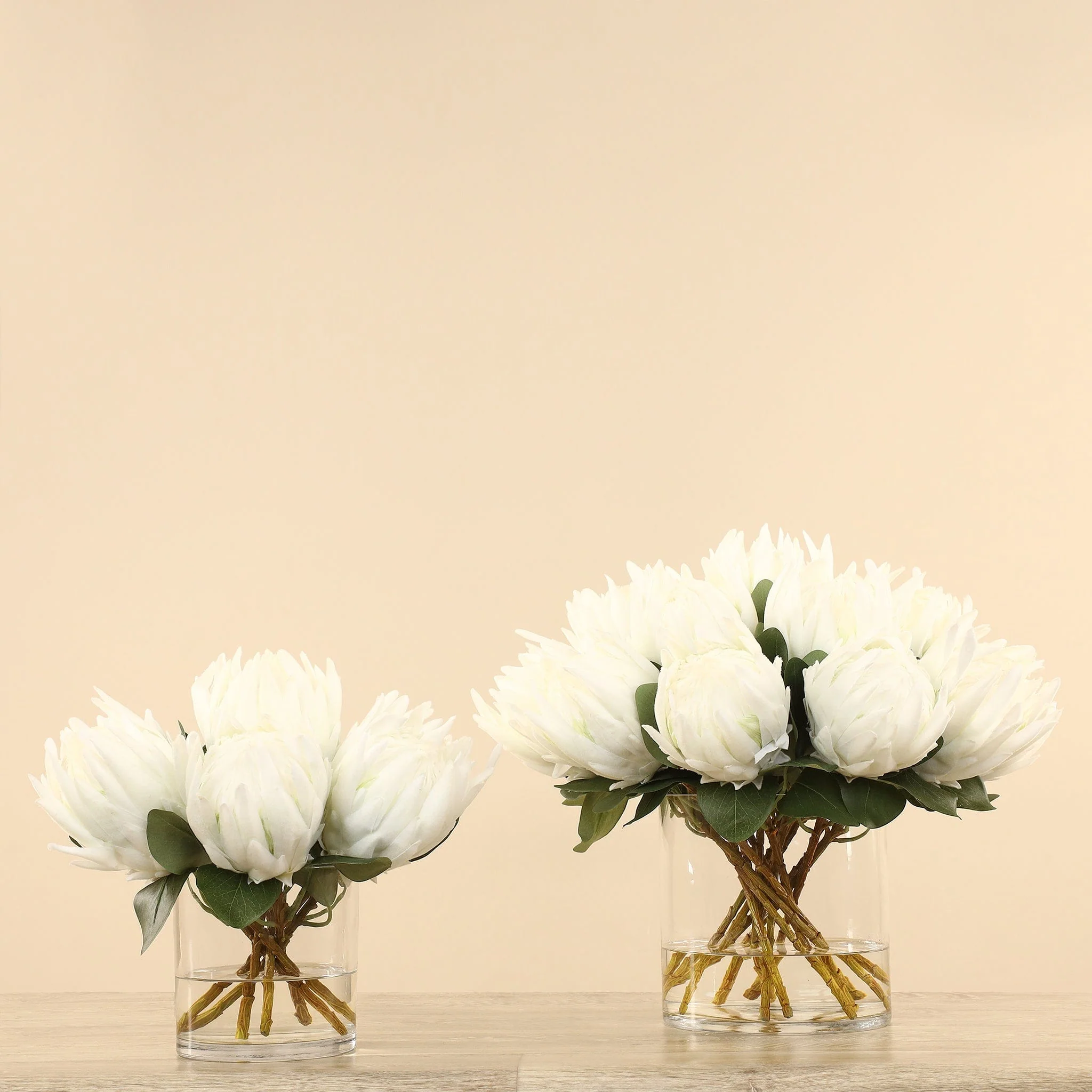 Artificial Protea Arrangement in Glass Vase