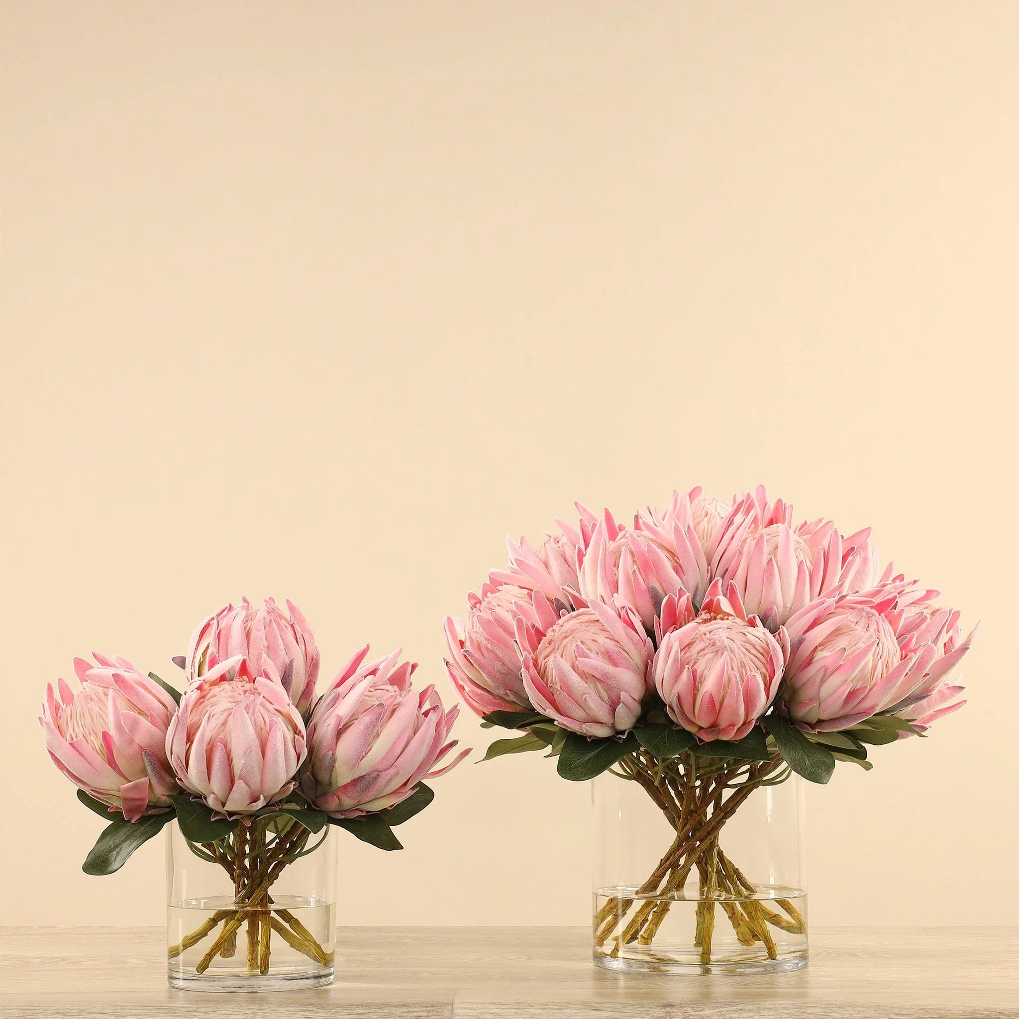 Artificial Protea Arrangement in Glass Vase - Image 6
