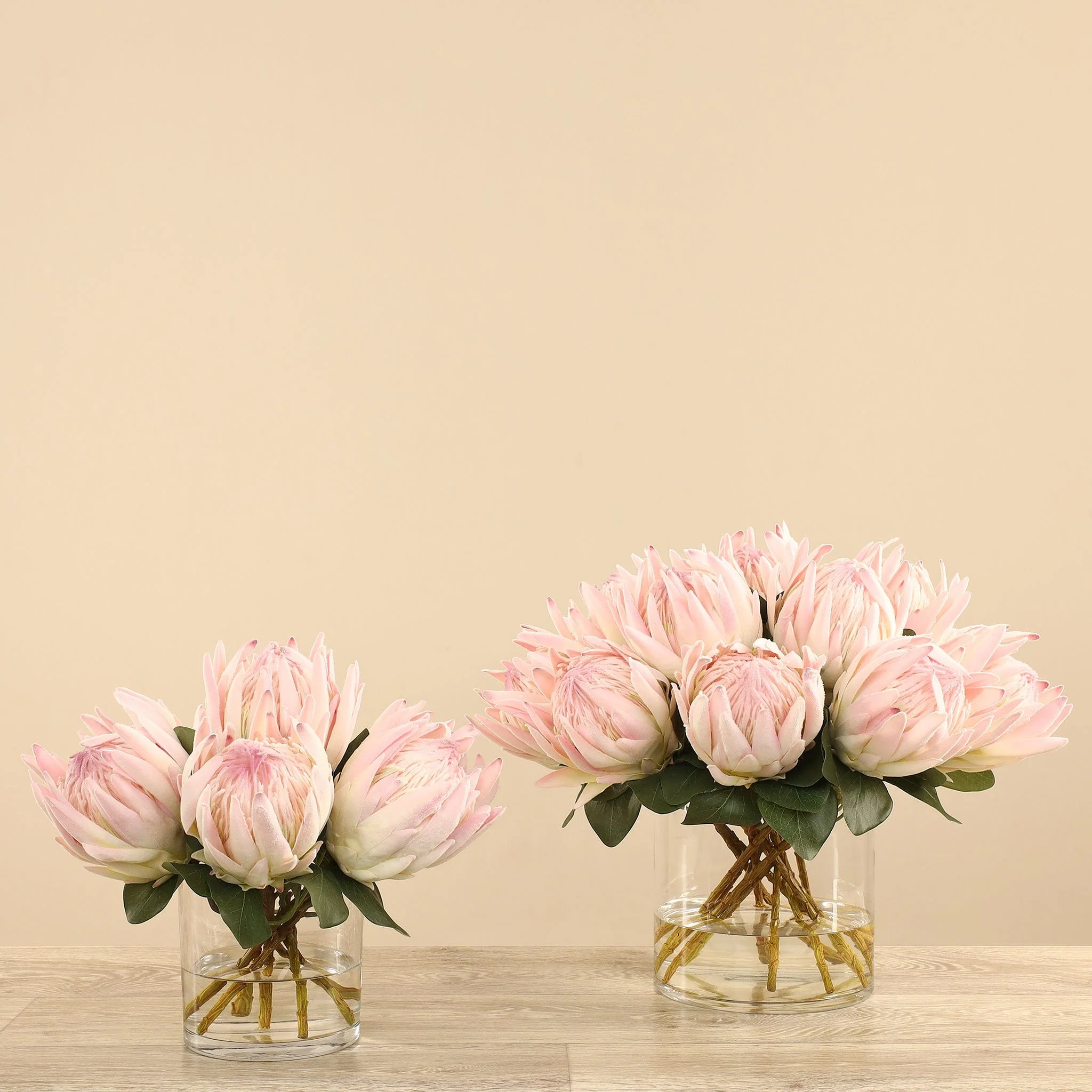 Artificial Protea Arrangement in Glass Vase - Image 7