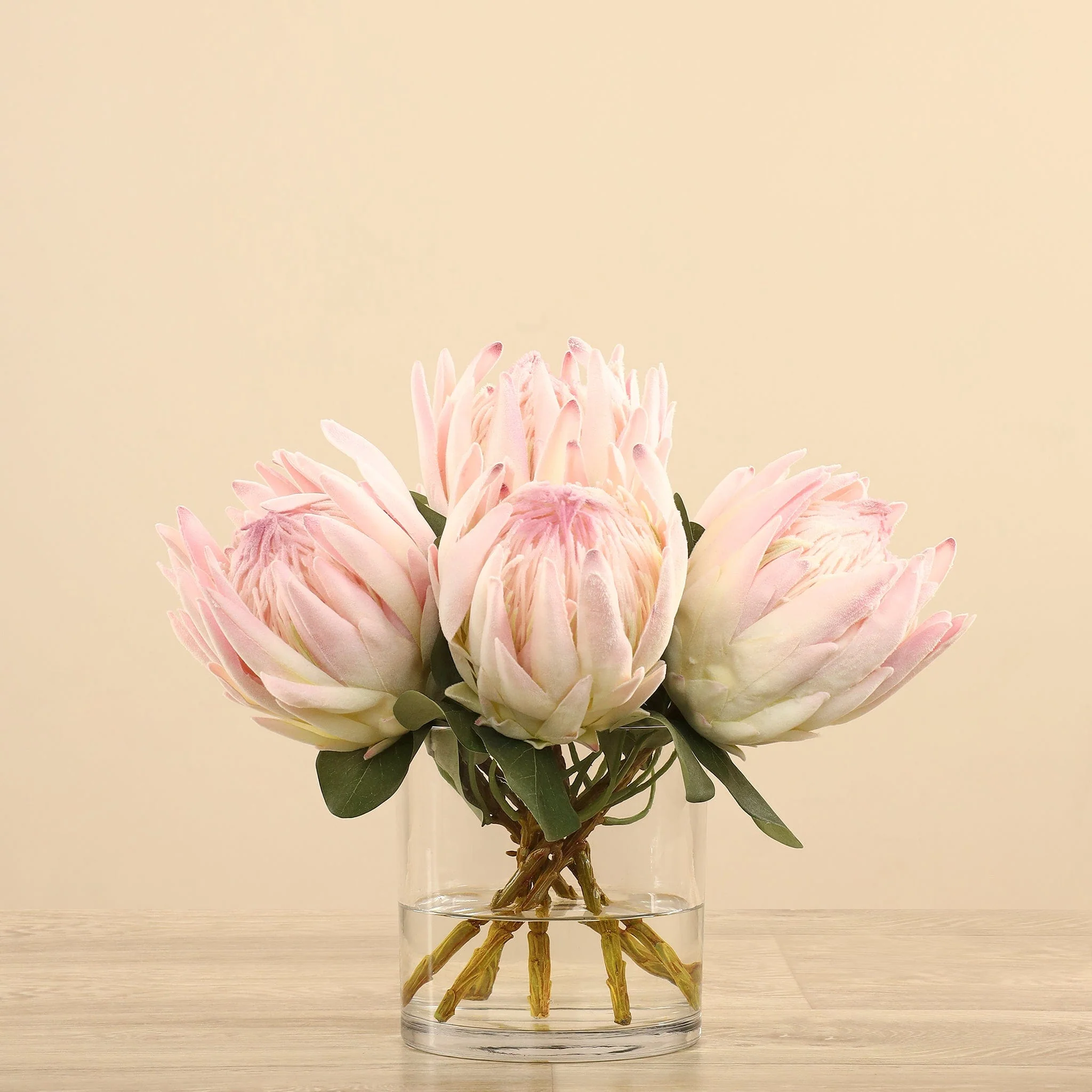 Artificial Protea Arrangement in Glass Vase - Image 8