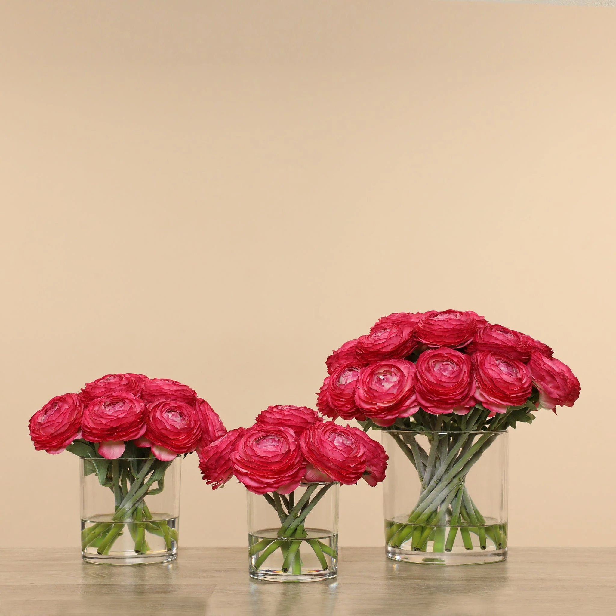 Artificial Ranunculus Arrangement in Glass Vase - Image 13