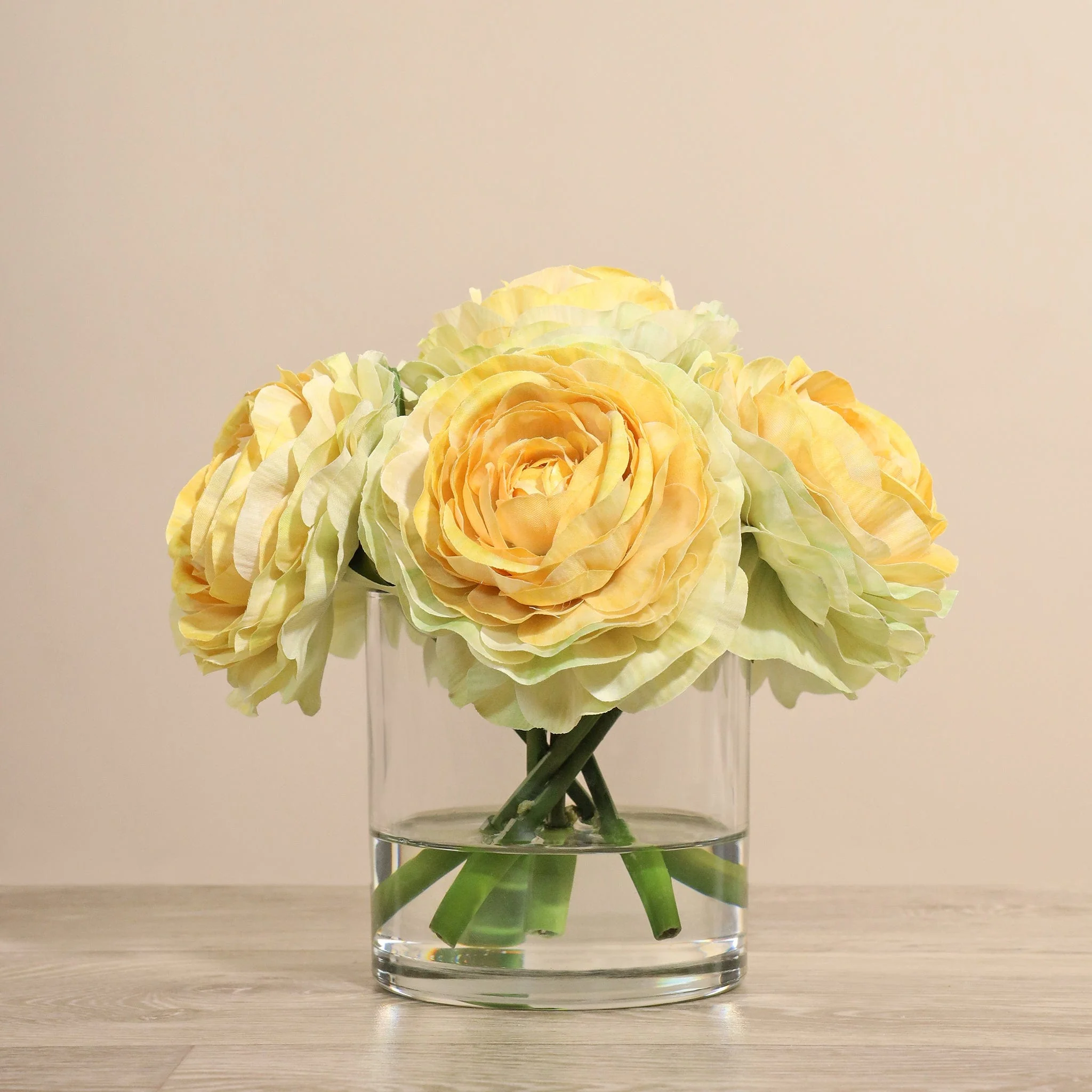 Artificial Ranunculus Arrangement in Glass Vase - Image 15