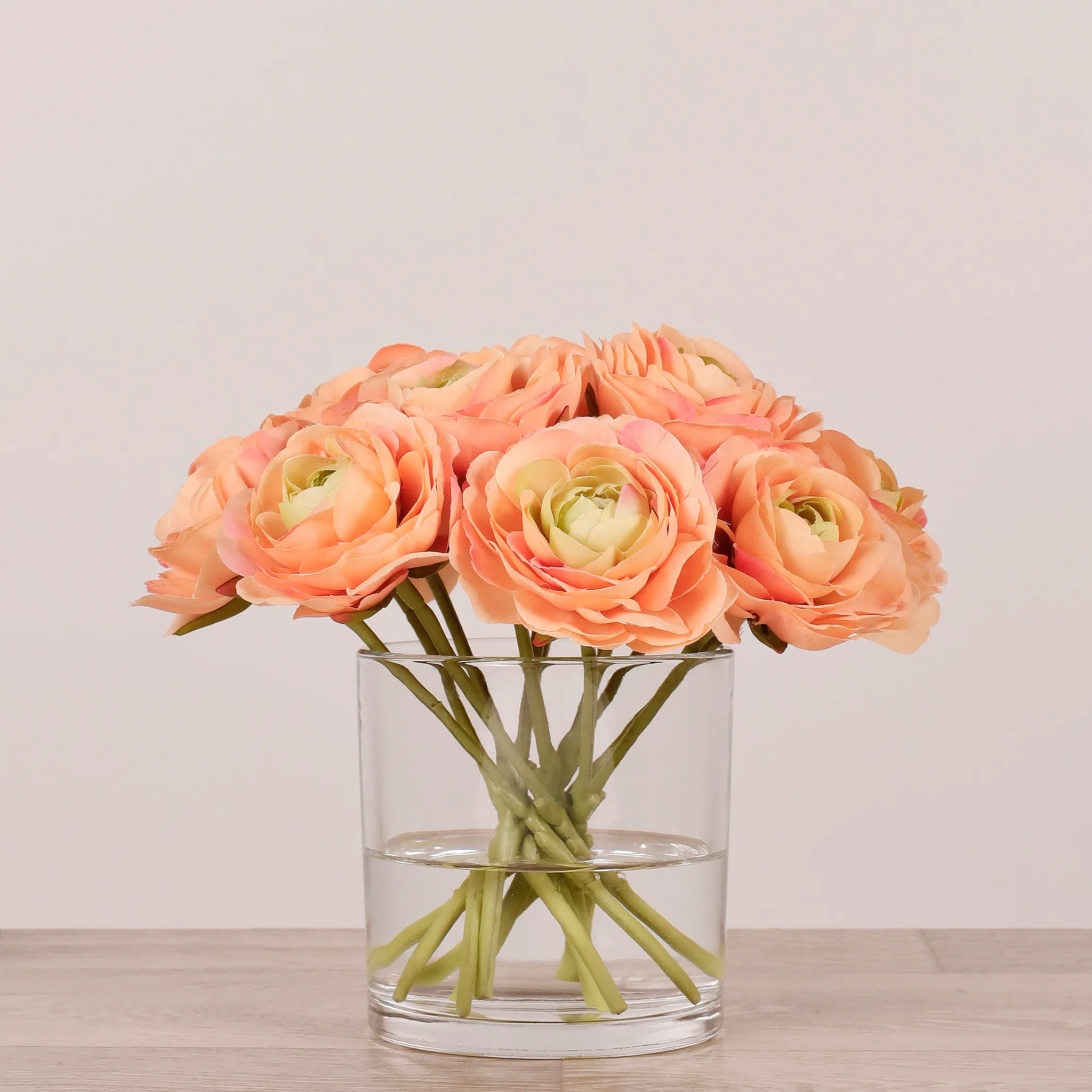 Artificial Ranunculus Arrangement in Glass Vase - Image 10