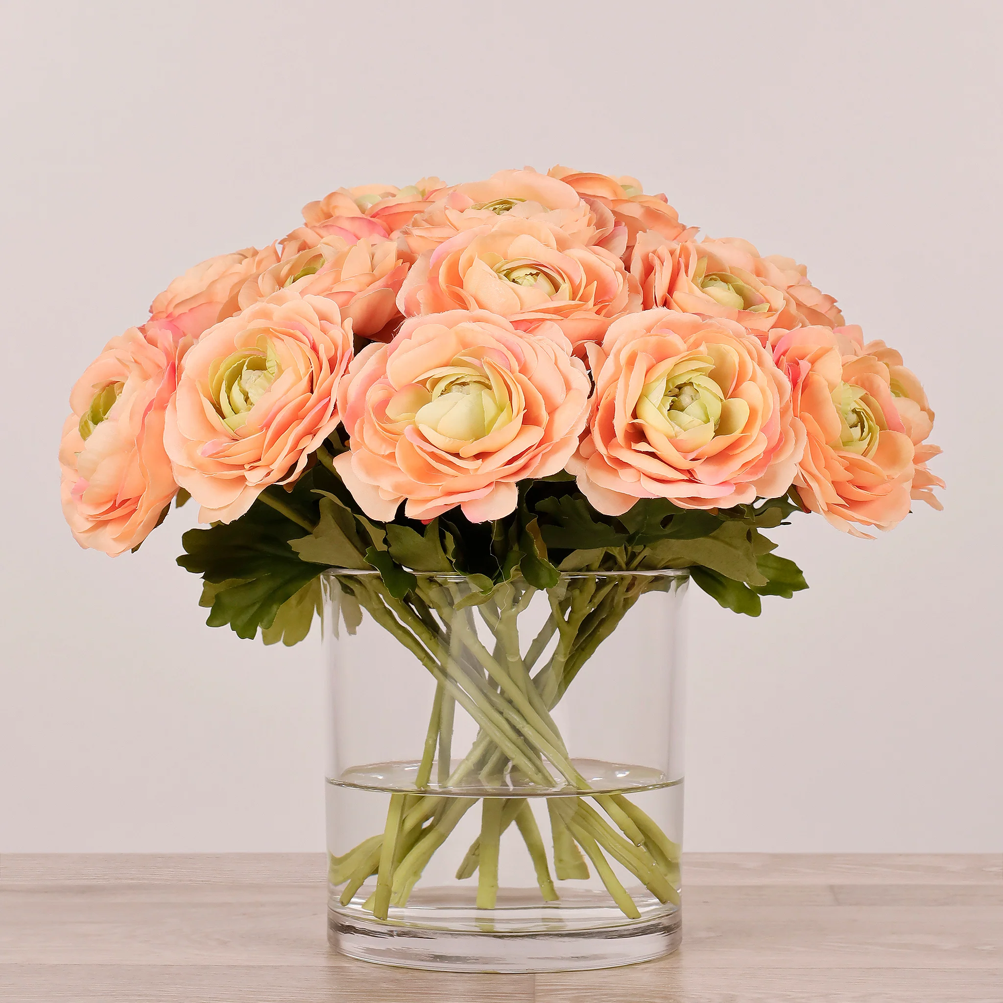 Artificial Ranunculus Arrangement in Glass Vase - Image 11