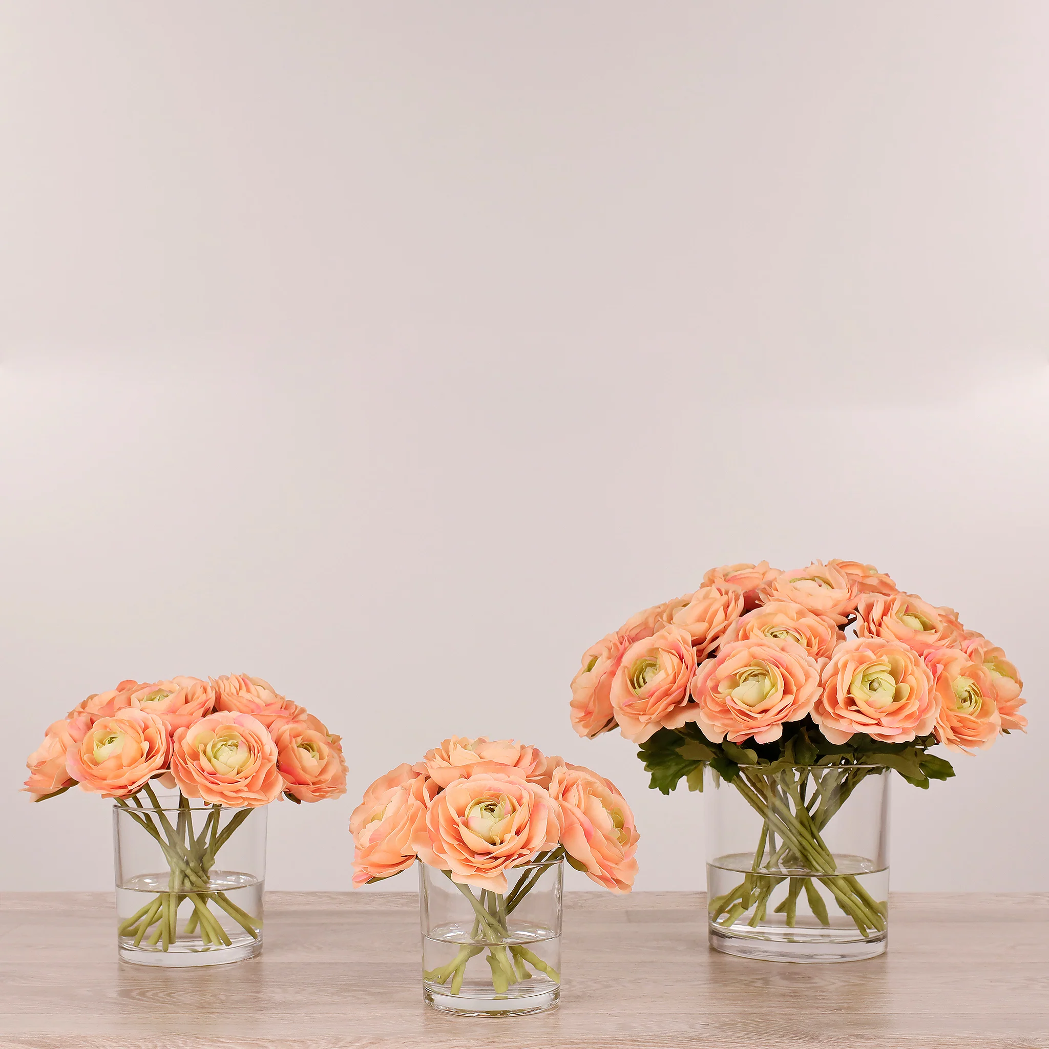 Artificial Ranunculus Arrangement in Glass Vase - Image 12