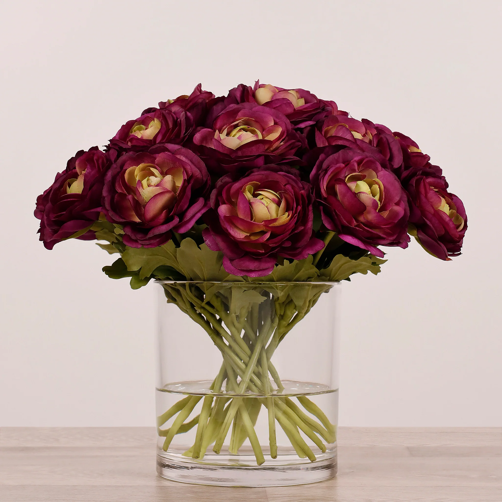 Artificial Ranunculus Arrangement in Glass Vase - Image 15