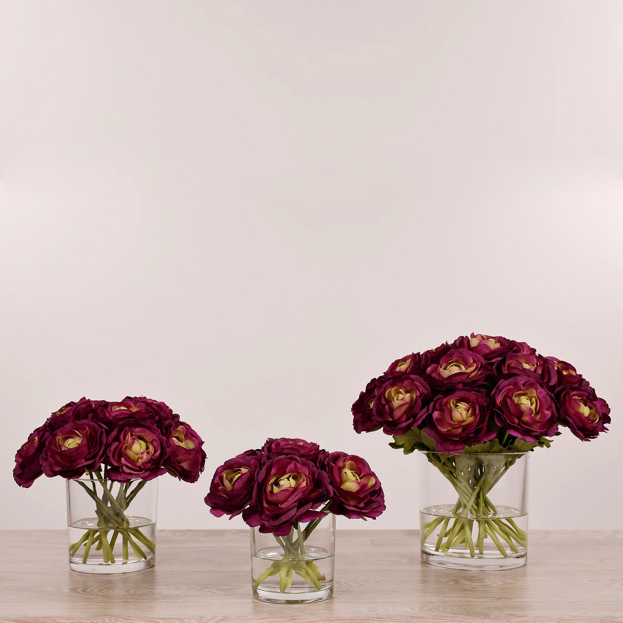 Artificial Ranunculus Arrangement in Glass Vase - Image 16