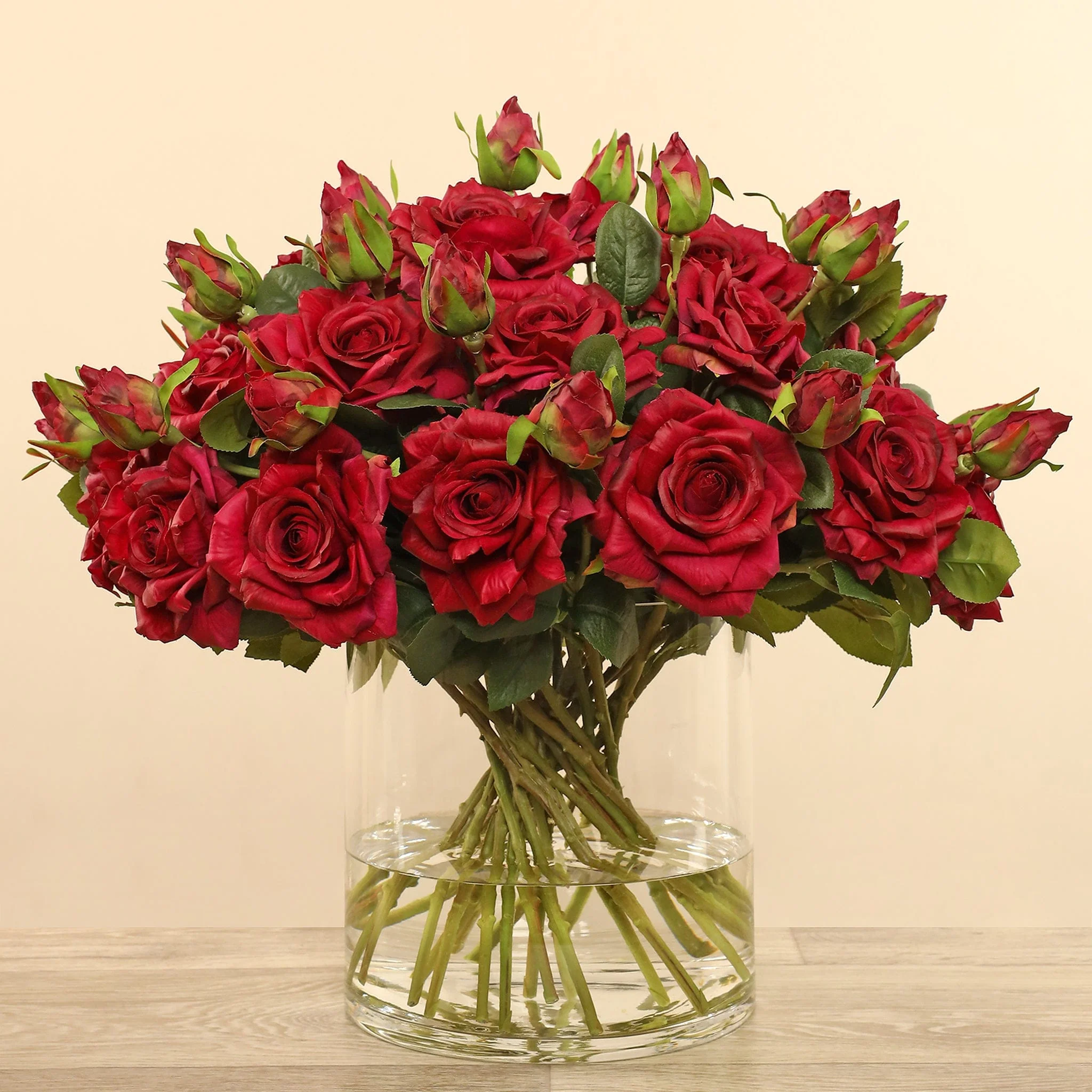 Artificial Rose Arrangement in Glass Vase - Image 4