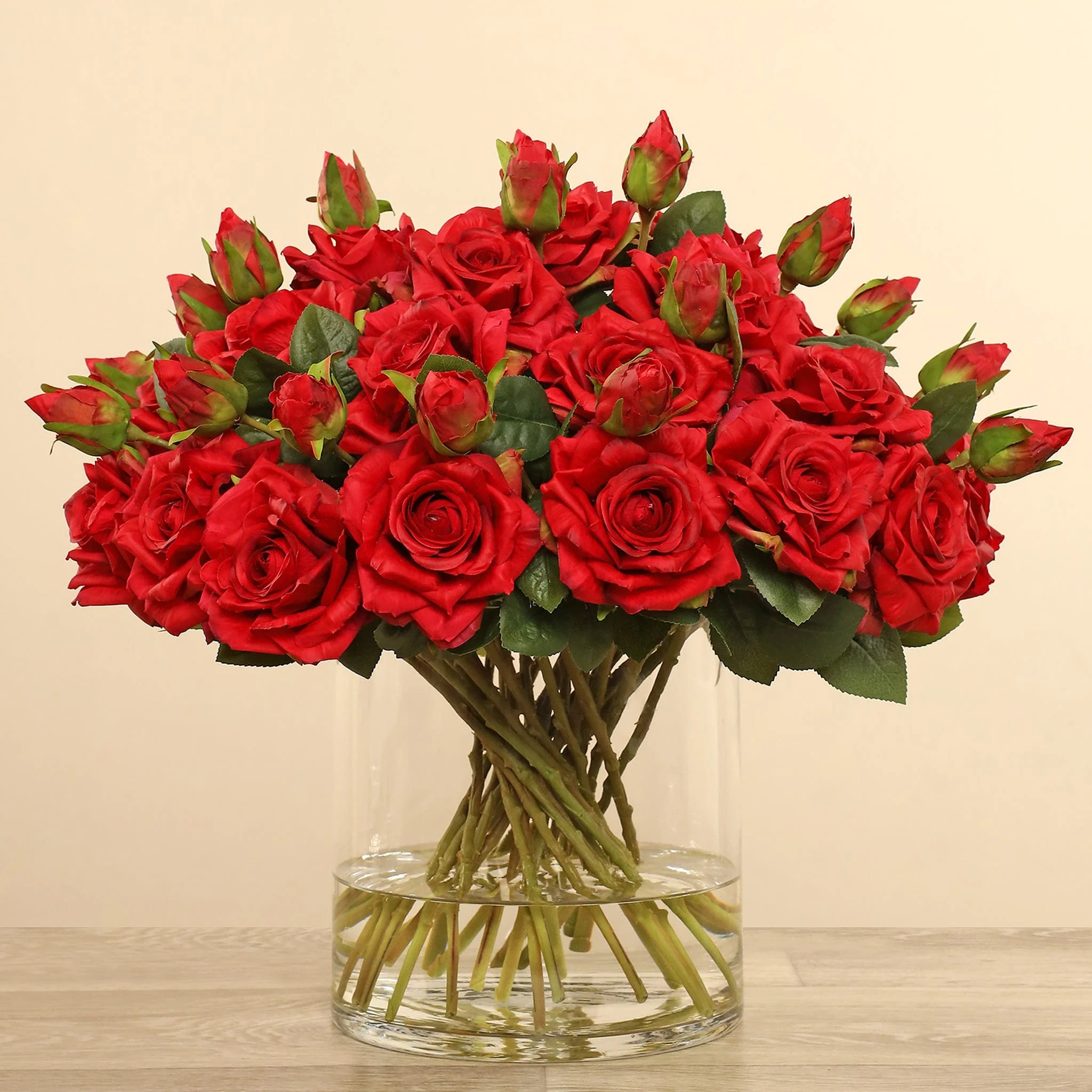 Artificial Rose Arrangement in Glass Vase - Image 5
