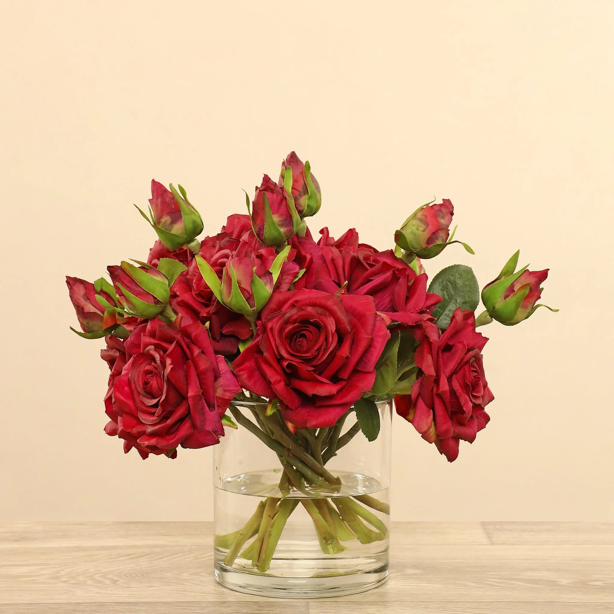 Artificial Rose Arrangement in Glass Vase - Image 14