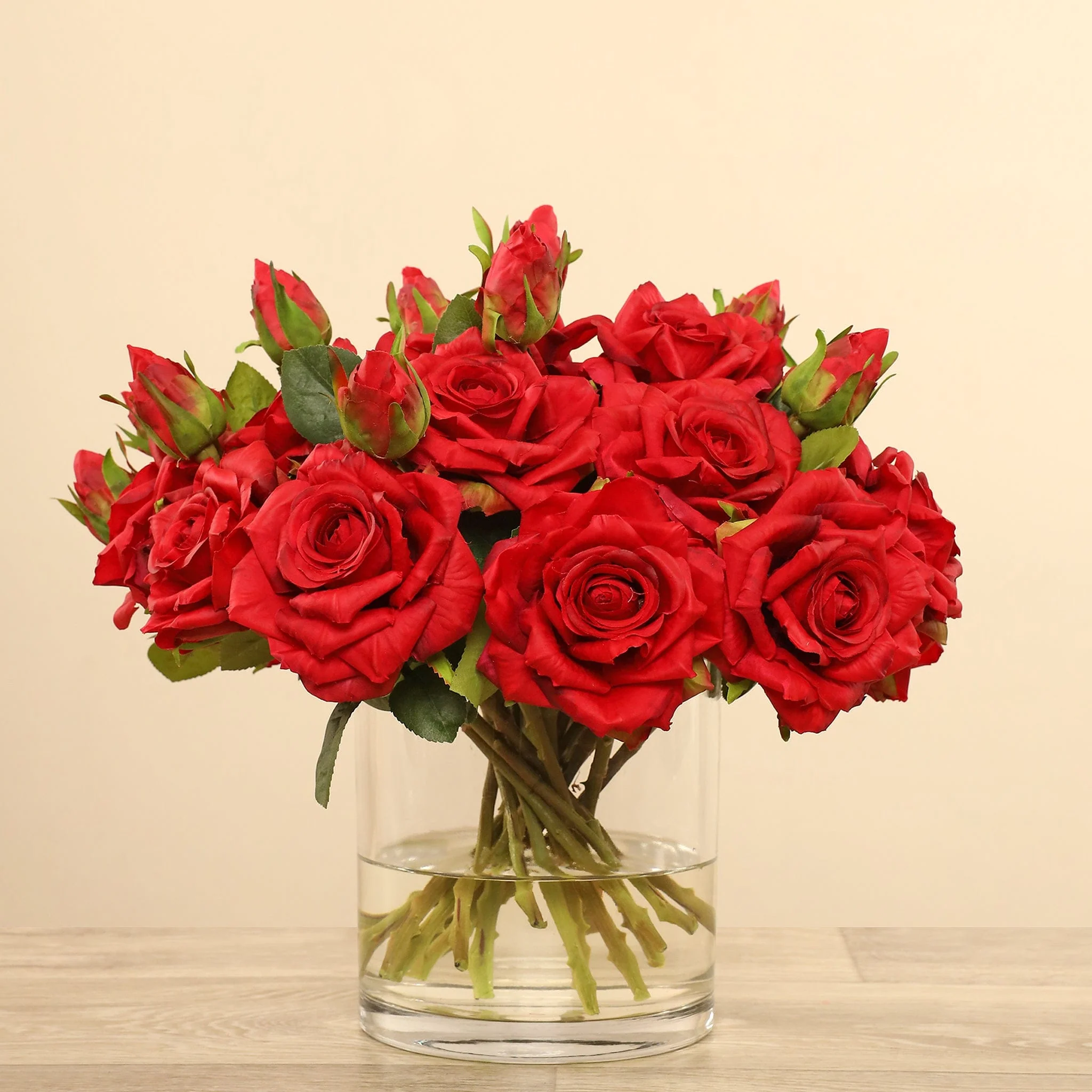 Artificial Rose Arrangement in Glass Vase - Image 19